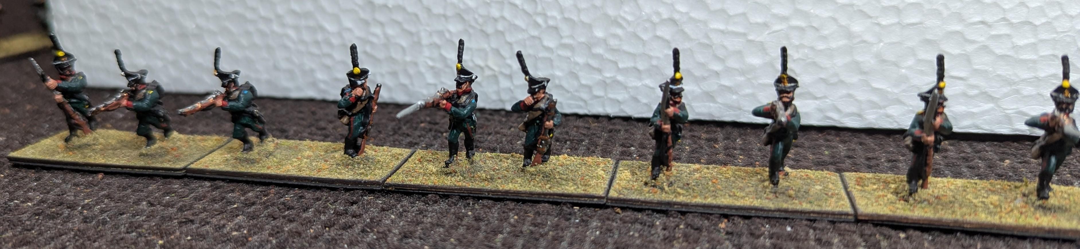 2025, Painted, 15mm Napoleonic Russian Jager skirmishers (cropped)