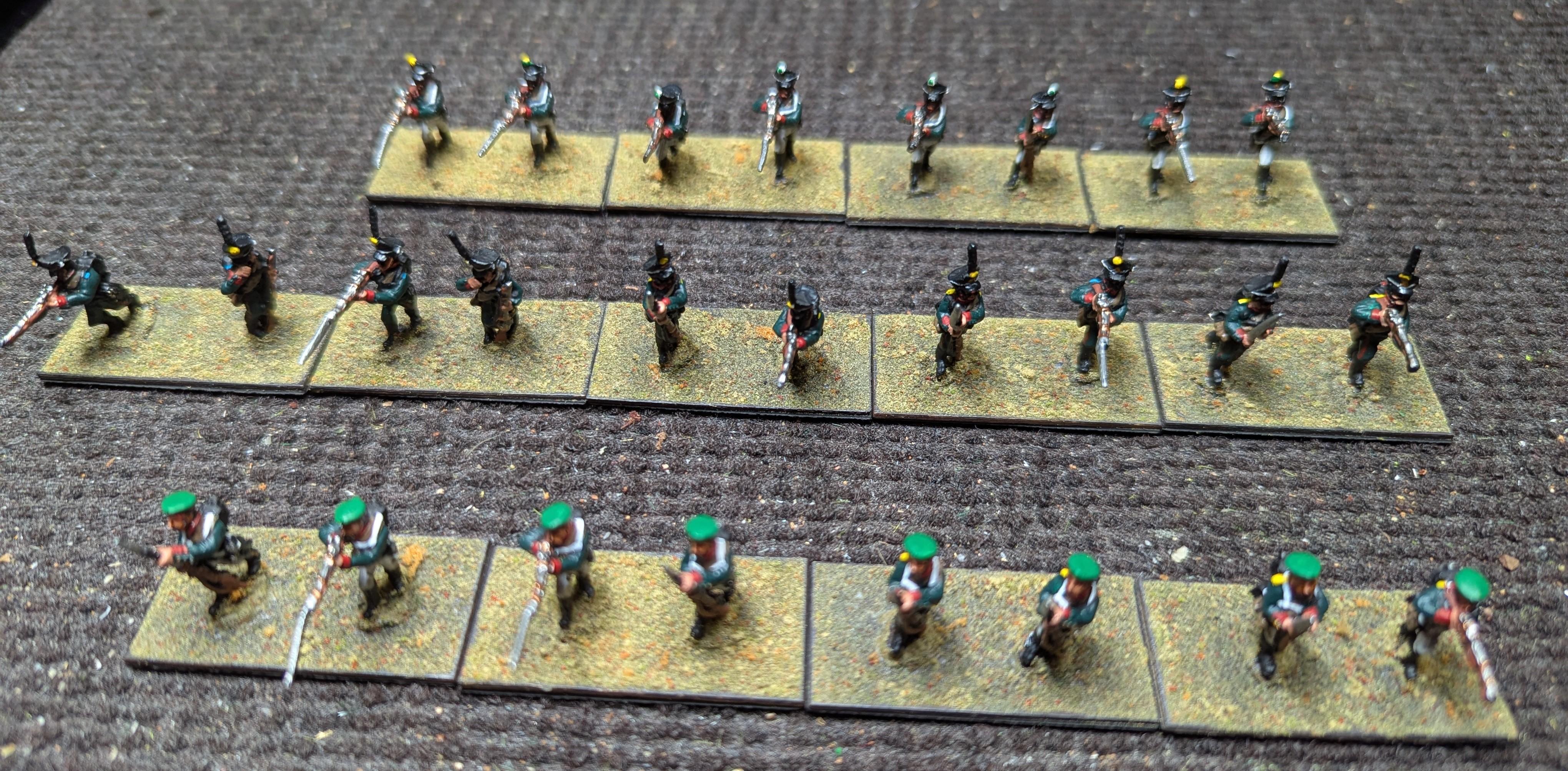 2025, Painted, 15mm Napoleonic Russian skirmishers group photo (cropped)