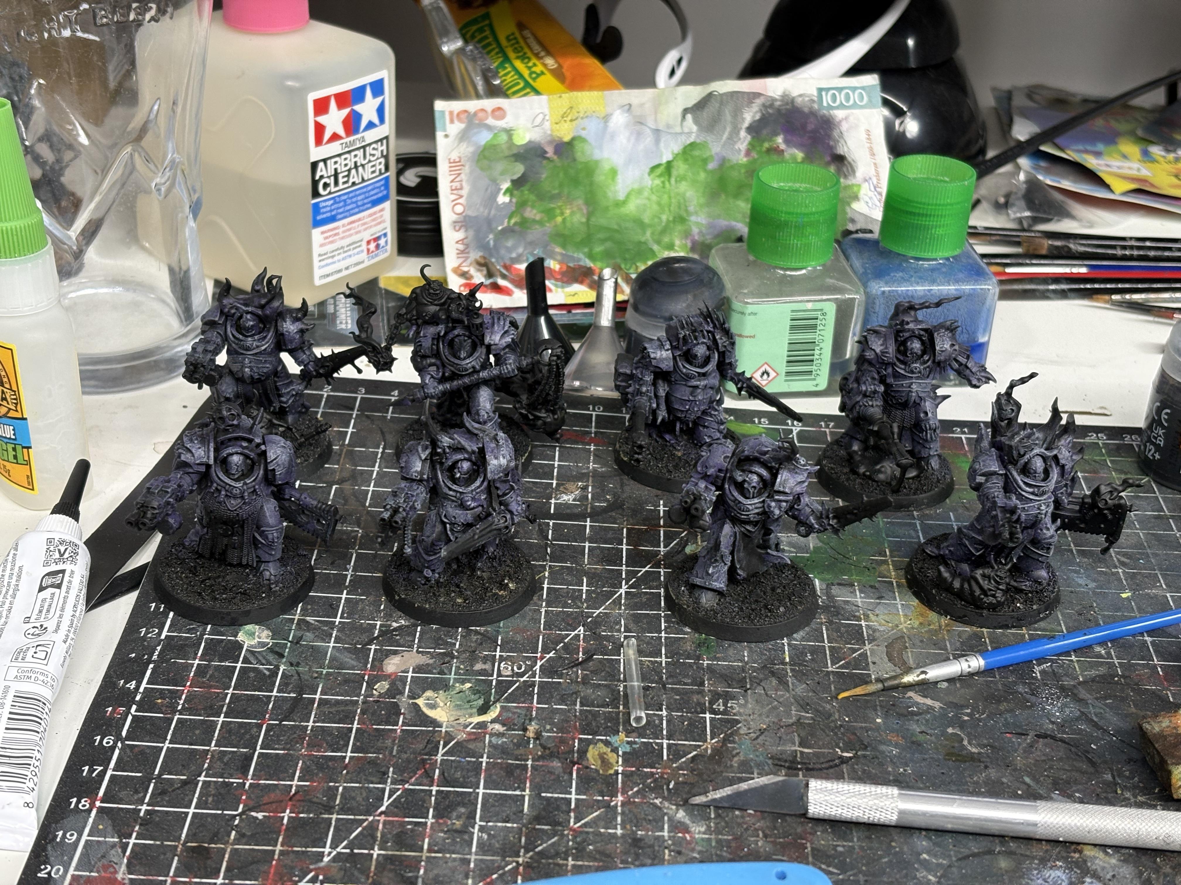 Blightlord Terminators, Blightlords, Chaos Space Marines, Death Guard, Plague Marines, Space Marines, Terminator Armor, Warhammer 40,000, Work In Progress