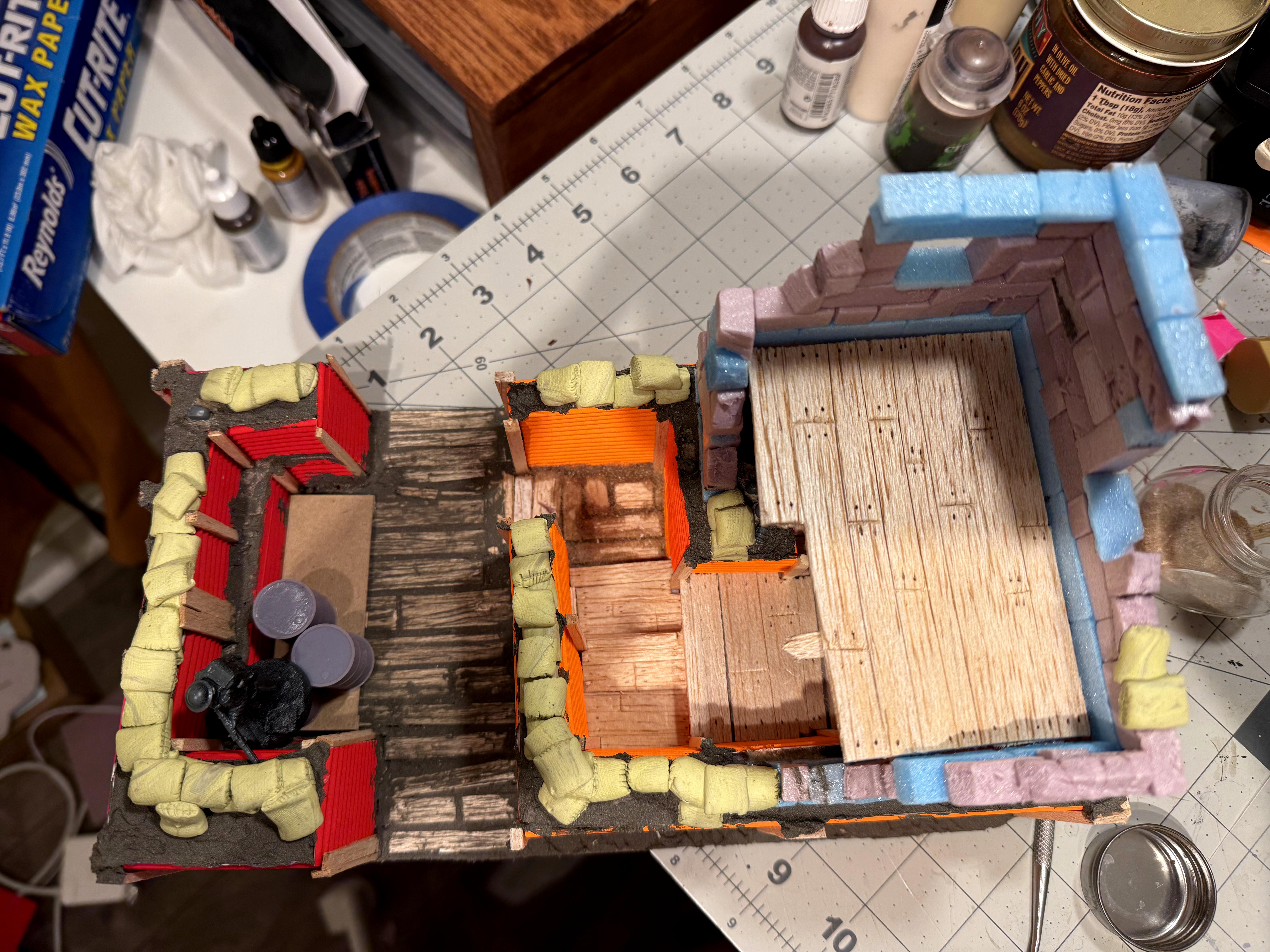 Milliput, Modular, Sandbags, Scratch Build, Sculpting, Terrain, Trench Crusade, Trench Warfare, Trenches