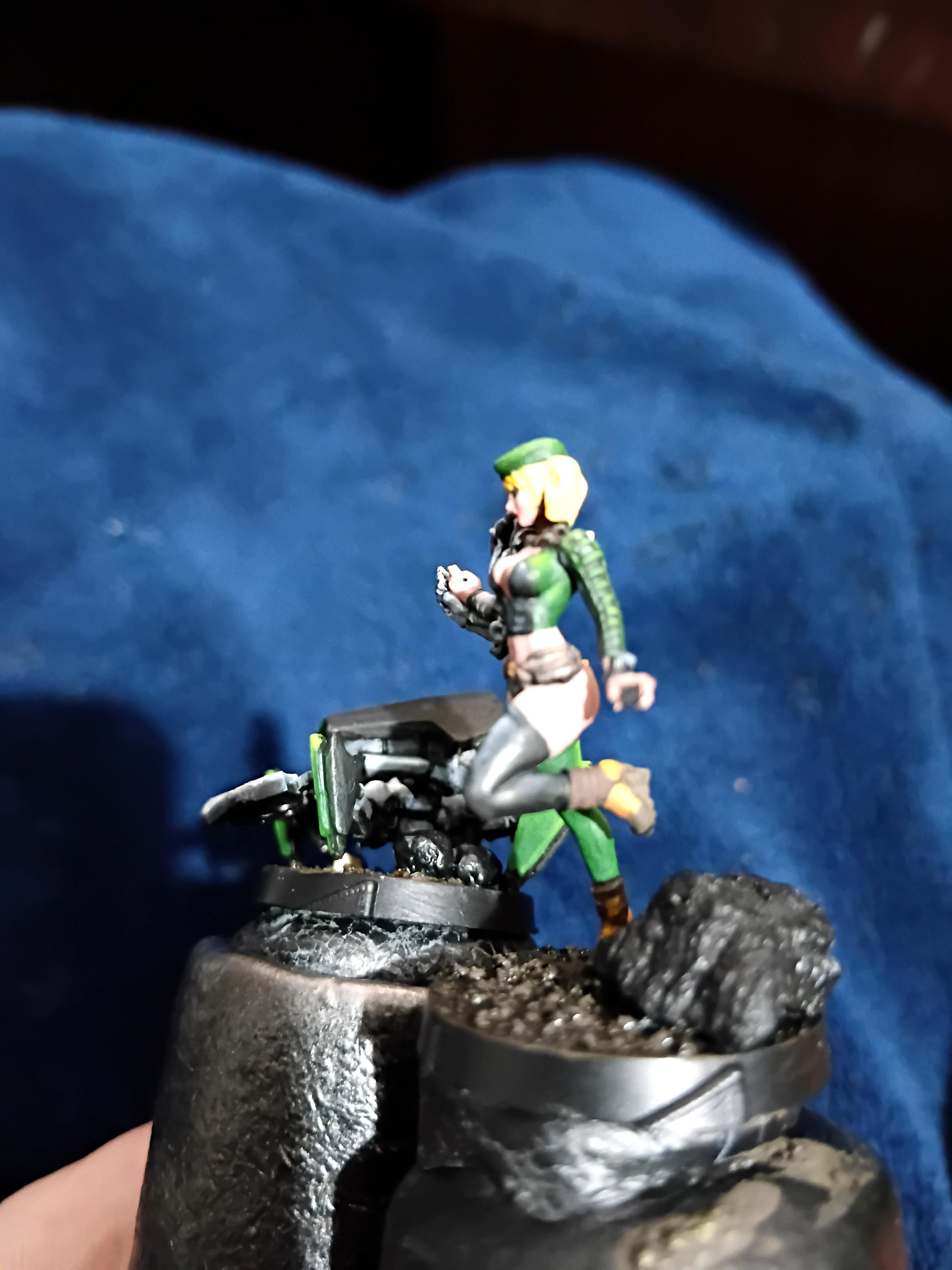 Blonde, Cute, Engineer, Girl, Green And Black, Infinity, Miniature, Non-Metallic Metal, Not Metallic Metal, Pano, Panoceania, Pinup, Robot, Tech-bee