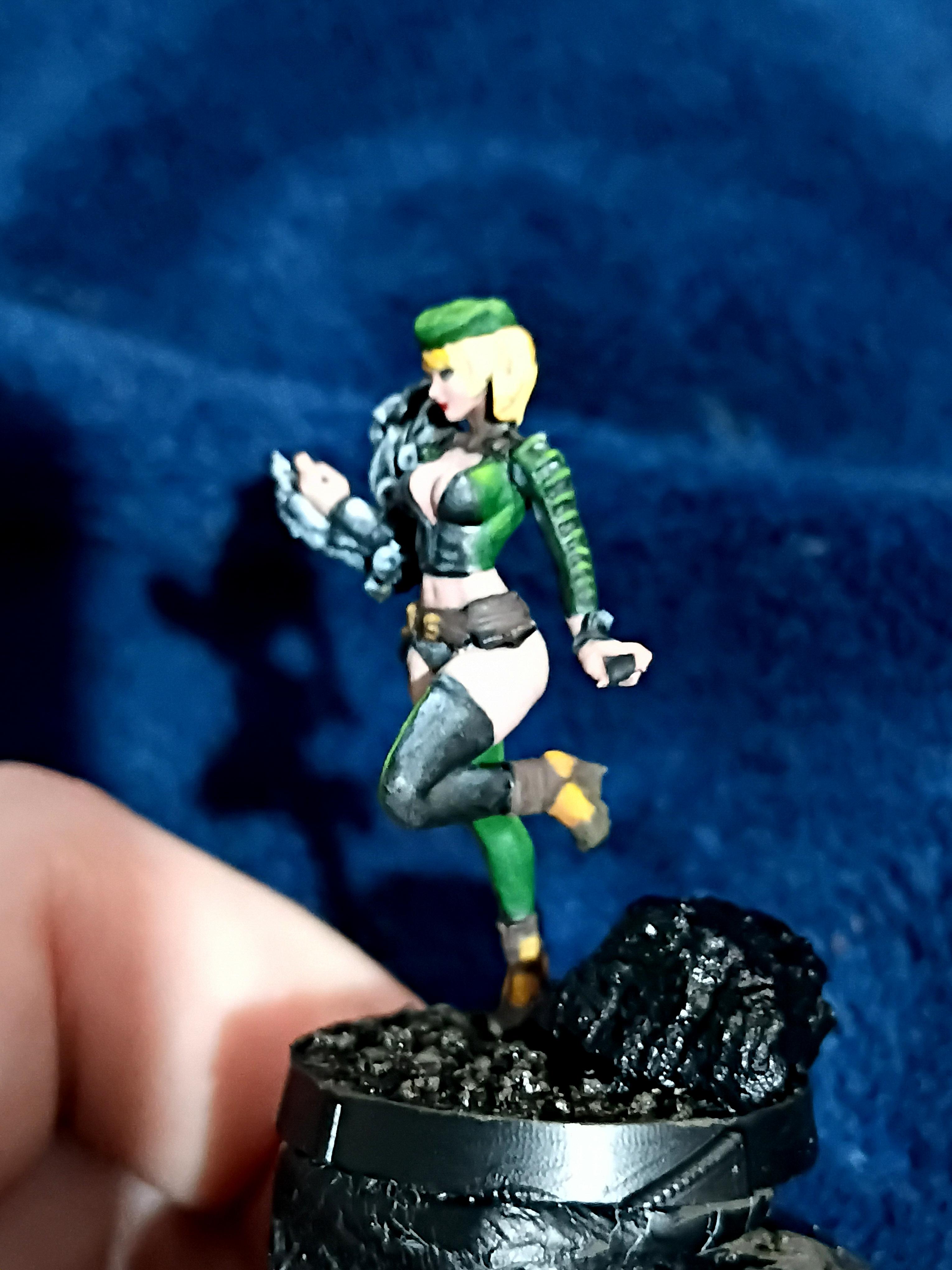 Blonde, Cute, Engineer, Girl, Green And Black, Infinity, Miniature, Non-Metallic Metal, Not Metallic Metal, Pano, Panoceania, Pinup, Robot, Tech-bee