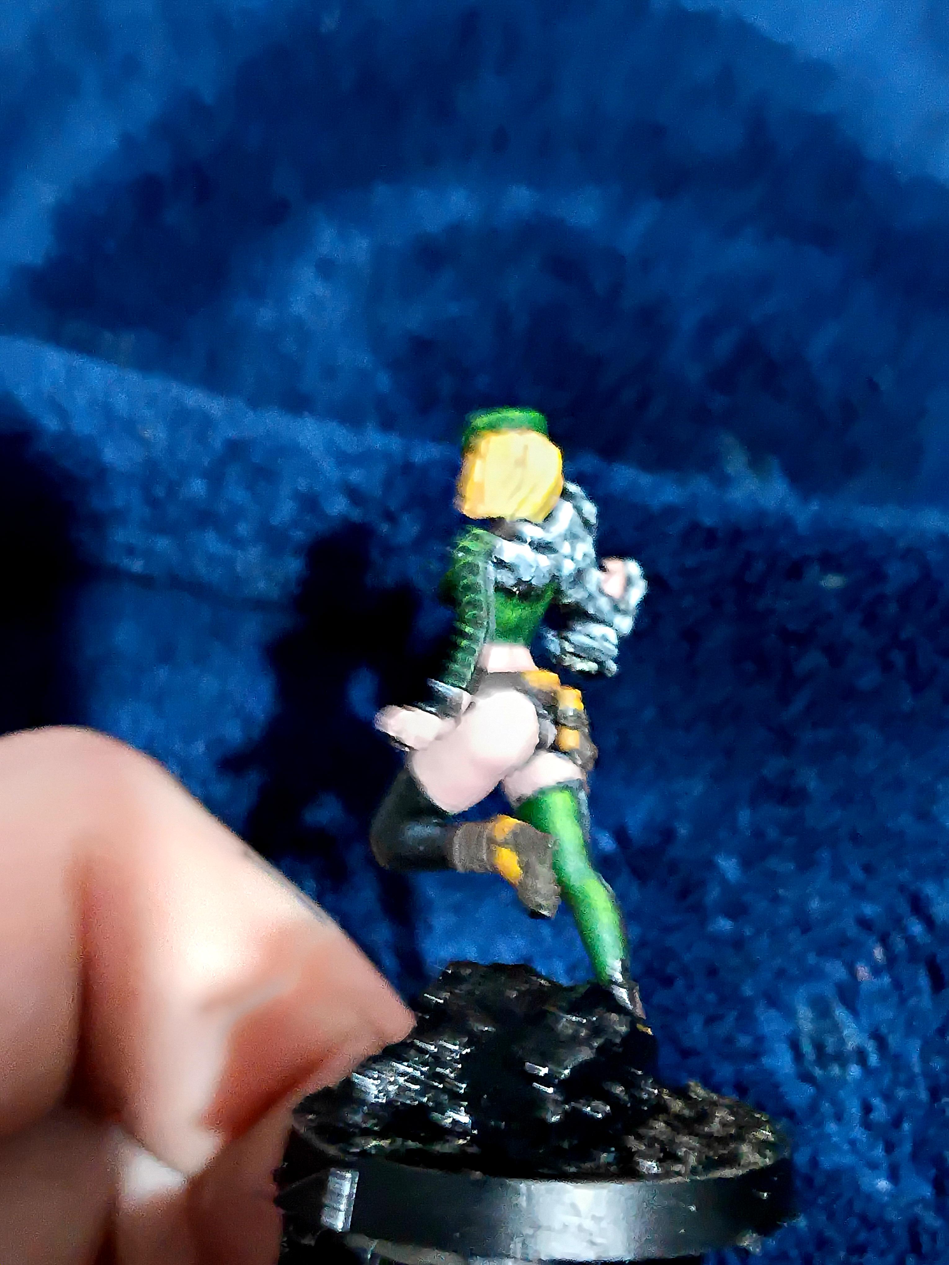 Blonde, Cute, Engineer, Girl, Green And Black, Infinity, Miniature, Non-Metallic Metal, Not Metallic Metal, Pano, Panoceania, Pinup, Robot, Tech-bee