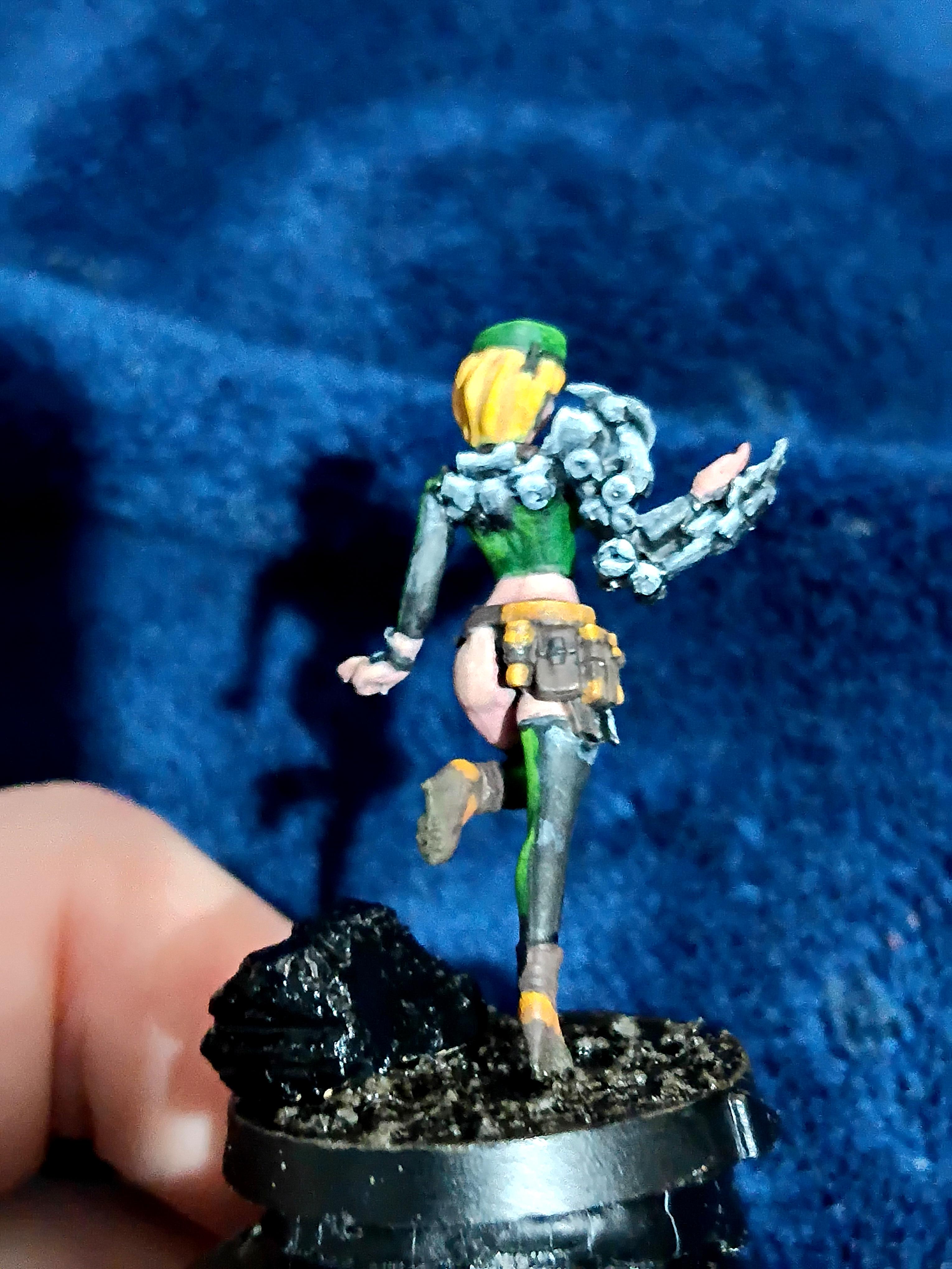 Blonde, Cute, Engineer, Girl, Green And Black, Infinity, Miniature, Non-Metallic Metal, Not Metallic Metal, Pano, Panoceania, Pinup, Robot, Tech-bee