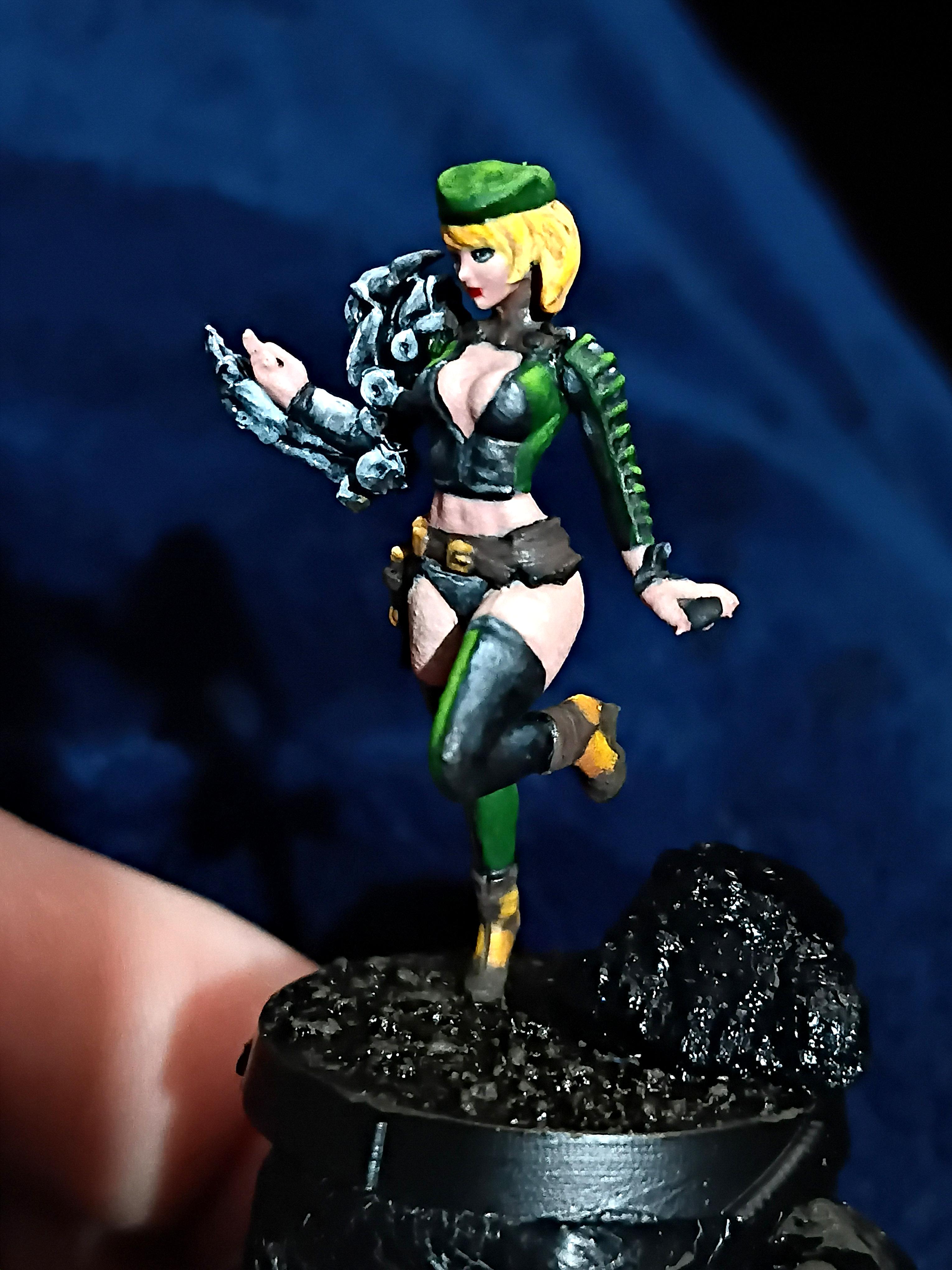 Blonde, Cute, Engineer, Girl, Green And Black, Infinity, Miniature, Non-Metallic Metal, Not Metallic Metal, Pano, Panoceania, Pinup, Robot, Tech-bee