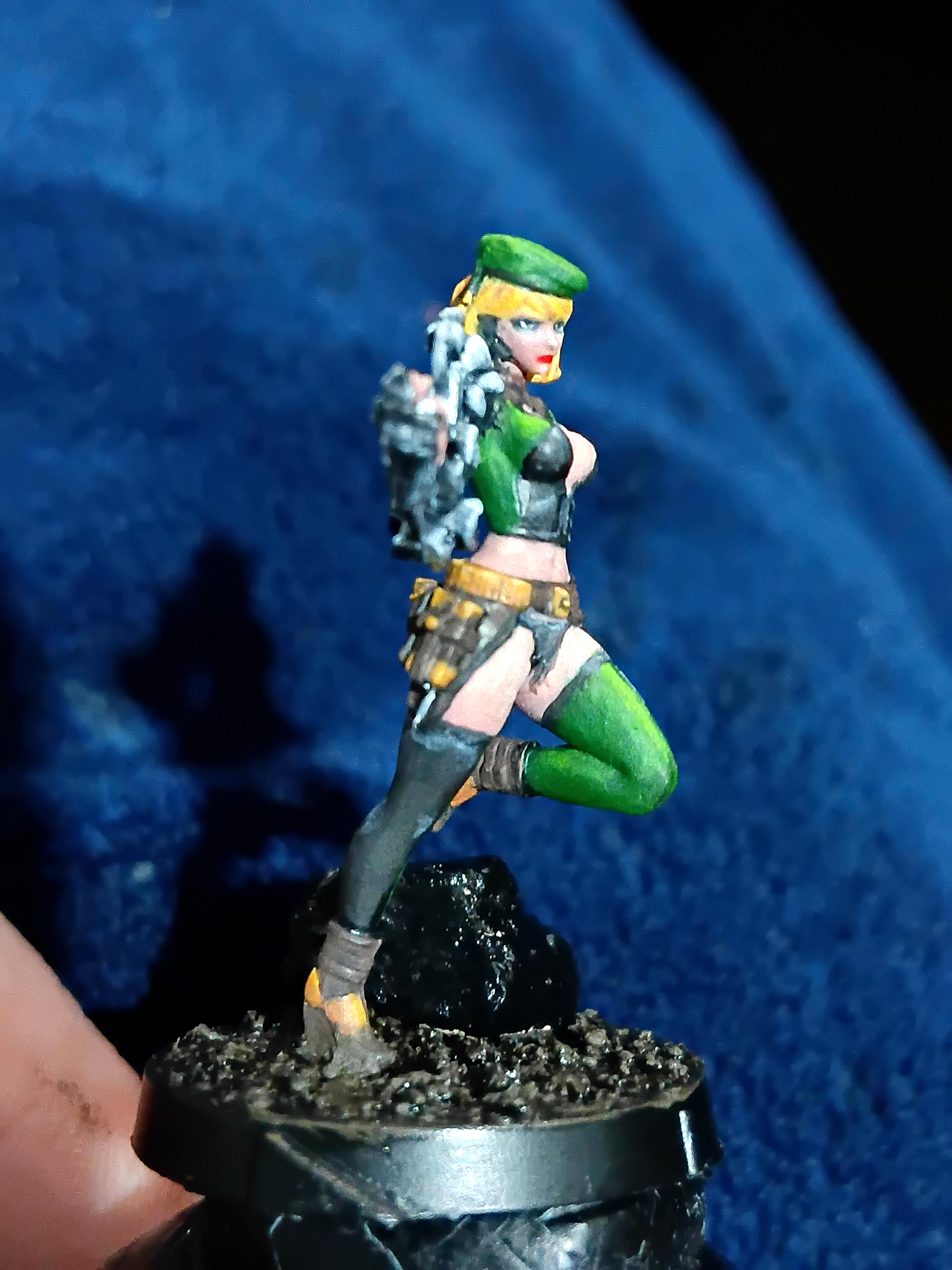 Blonde, Cute, Engineer, Girl, Green And Black, Infinity, Miniature, Non-Metallic Metal, Not Metallic Metal, Pano, Panoceania, Pinup, Robot, Tech-bee