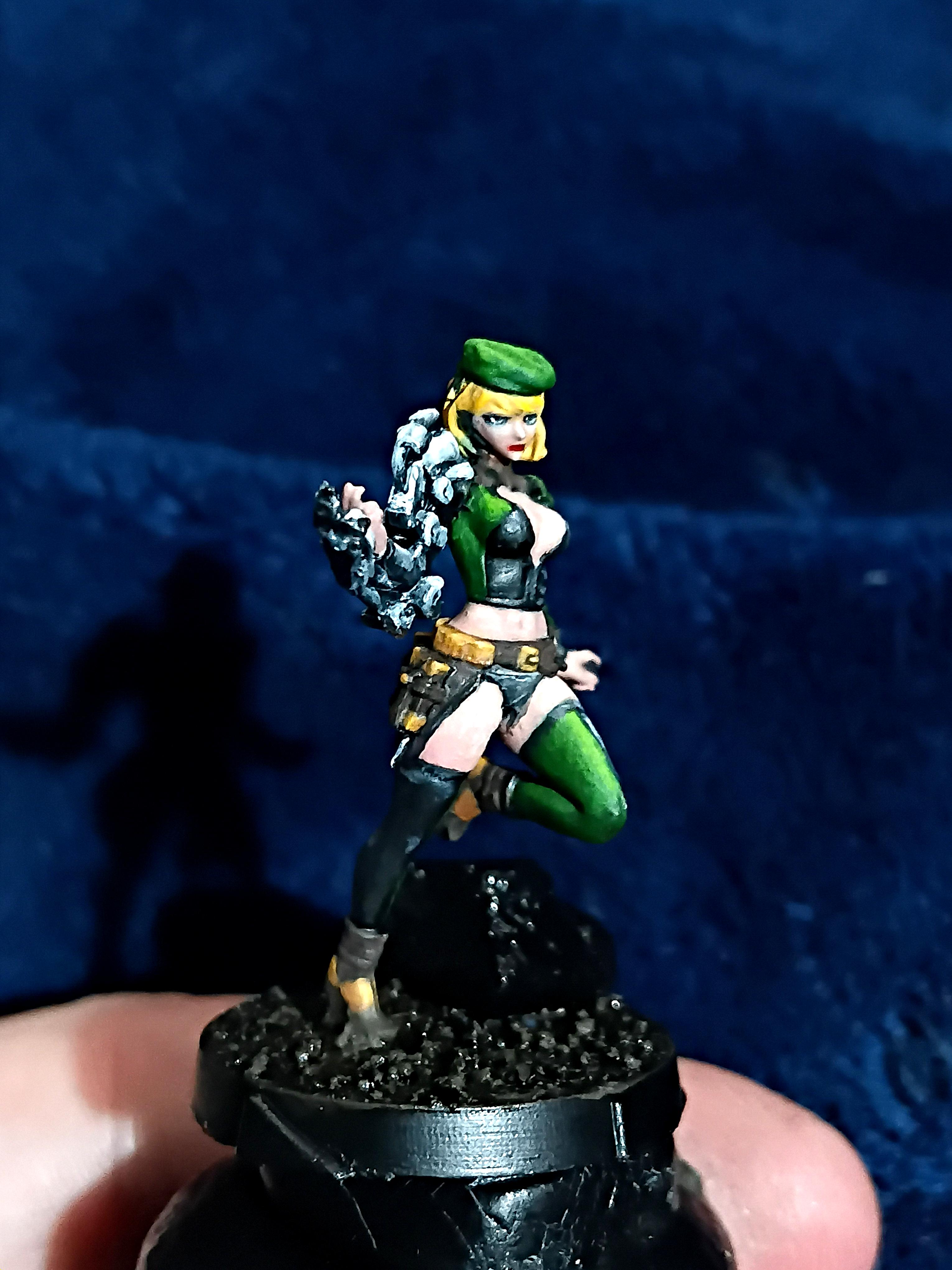 Blonde, Cute, Engineer, Girl, Green And Black, Infinity, Miniature, Non-Metallic Metal, Not Metallic Metal, Pano, Panoceania, Pinup, Robot, Tech-bee