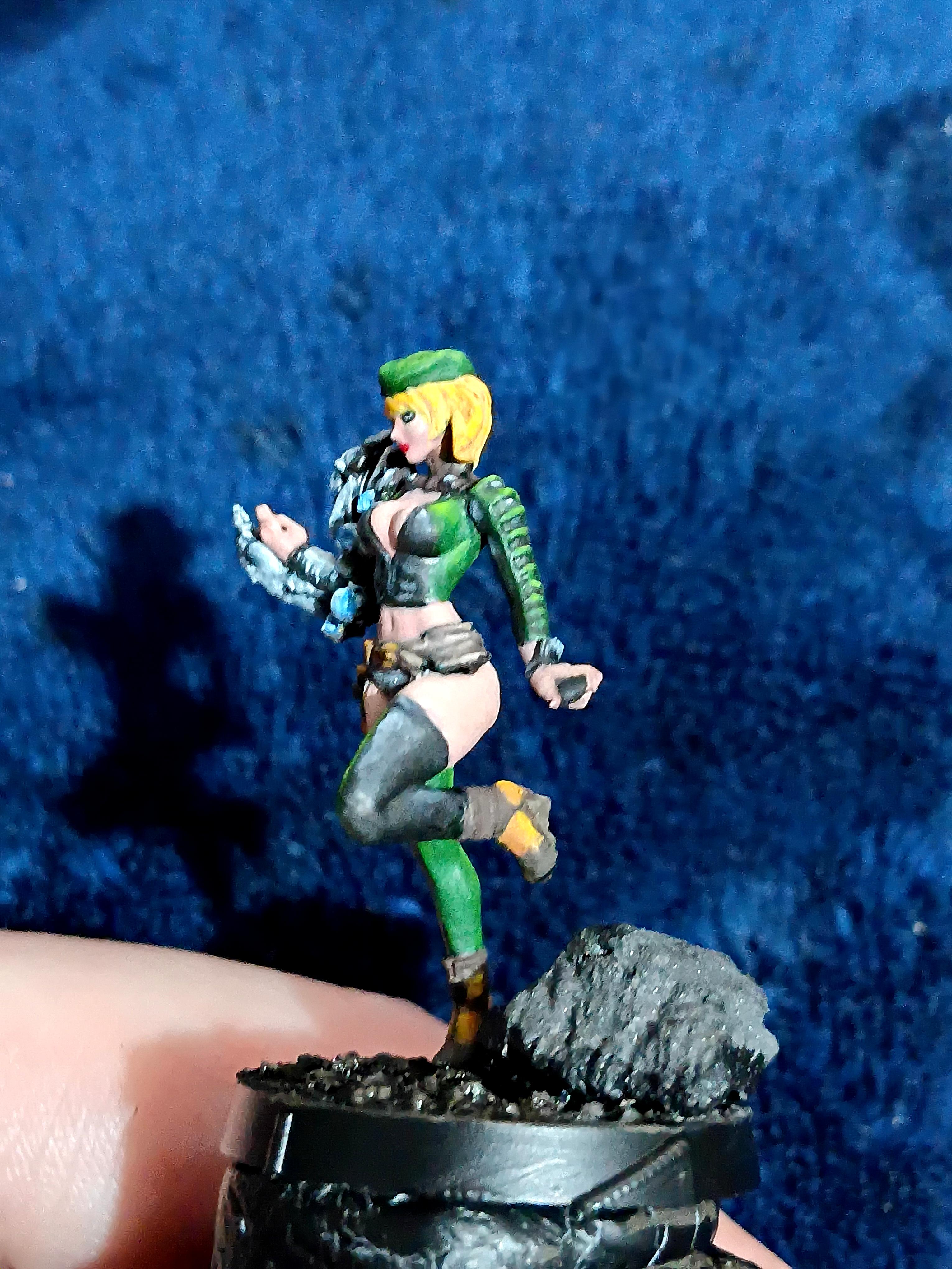 Blonde, Cute, Engineer, Girl, Green And Black, Infinity, Miniature, Non-Metallic Metal, Not Metallic Metal, Pano, Panoceania, Pinup, Robot, Tech-bee