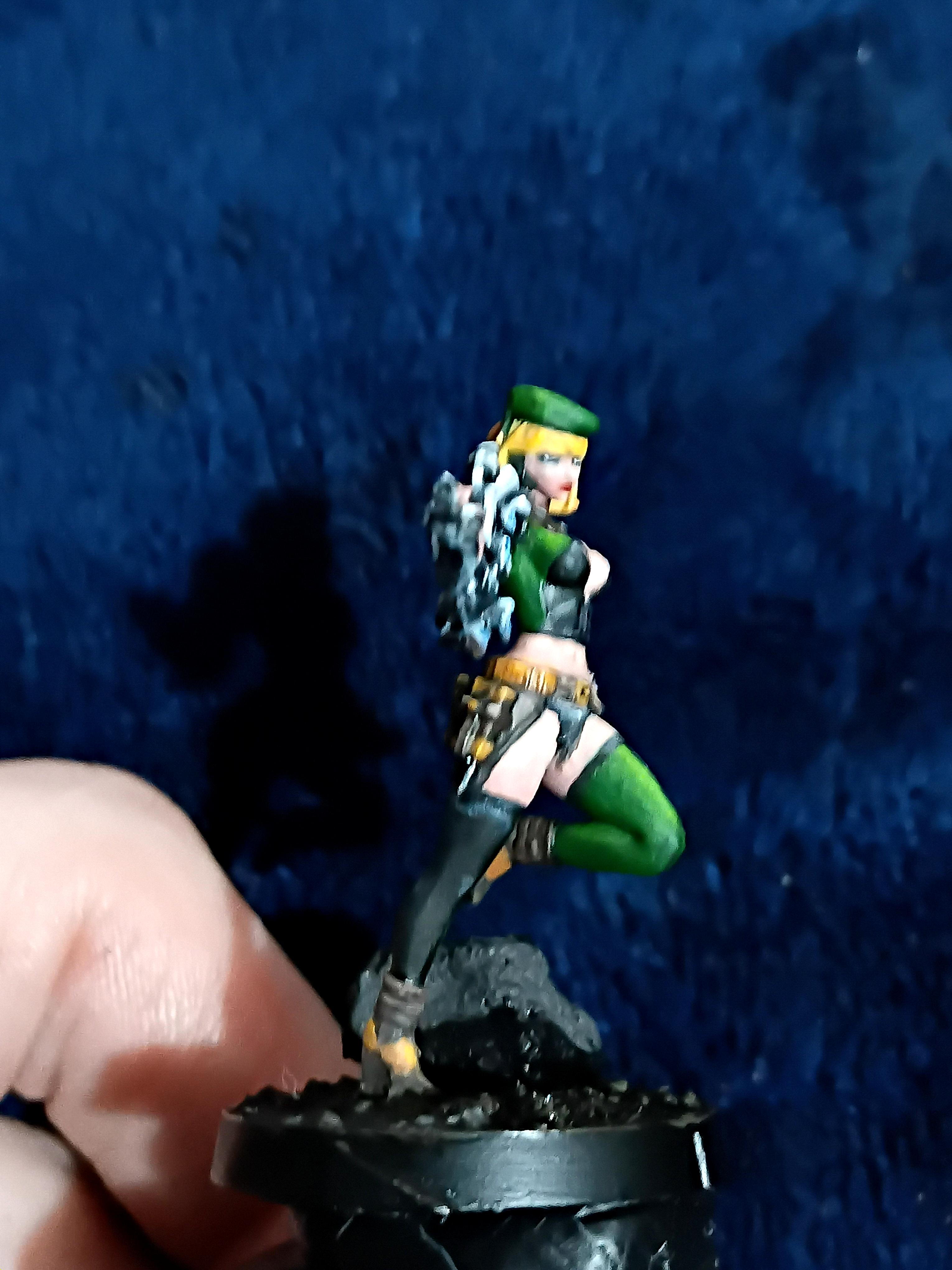 Blonde, Cute, Engineer, Girl, Green And Black, Infinity, Miniature, Non-Metallic Metal, Not Metallic Metal, Pano, Panoceania, Pinup, Robot, Tech-bee