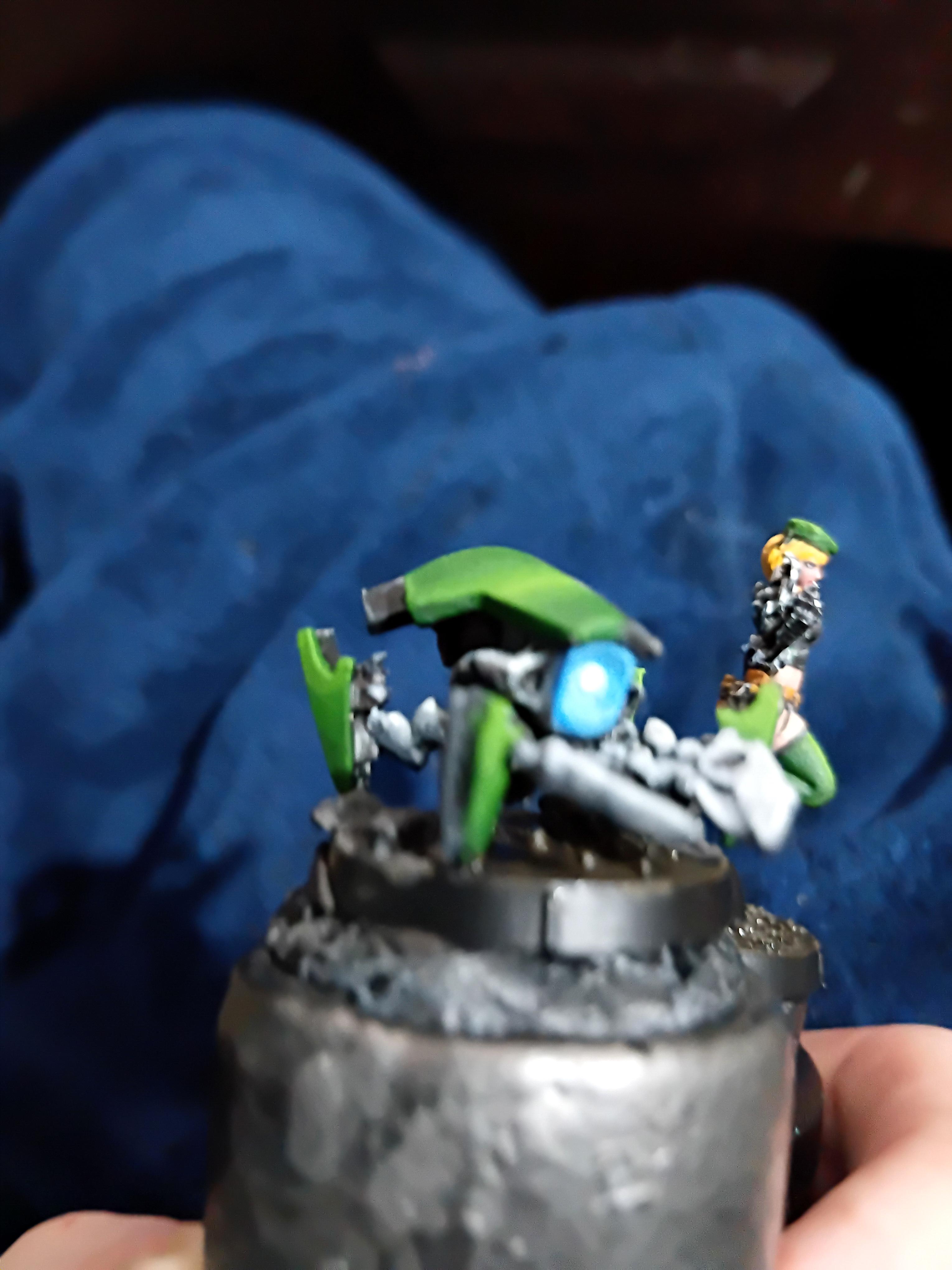 Blonde, Cute, Engineer, Girl, Green And Black, Infinity, Miniature, Non-Metallic Metal, Not Metallic Metal, Pano, Panoceania, Pinup, Robot, Tech-bee