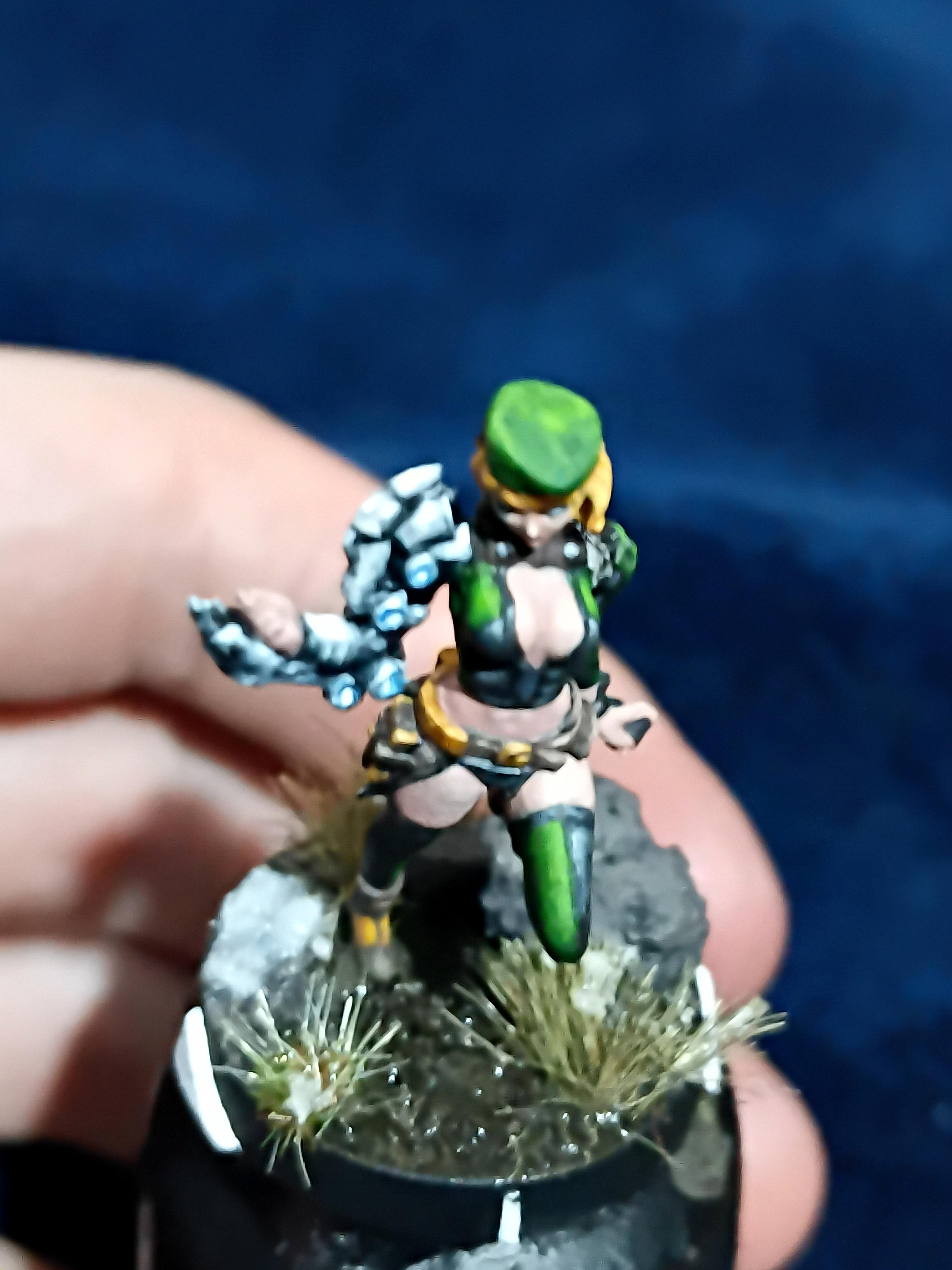 Blonde, Cute, Engineer, Girl, Green And Black, Infinity, Miniature, Non-Metallic Metal, Not Metallic Metal, Pano, Panoceania, Pinup, Robot, Tech-bee