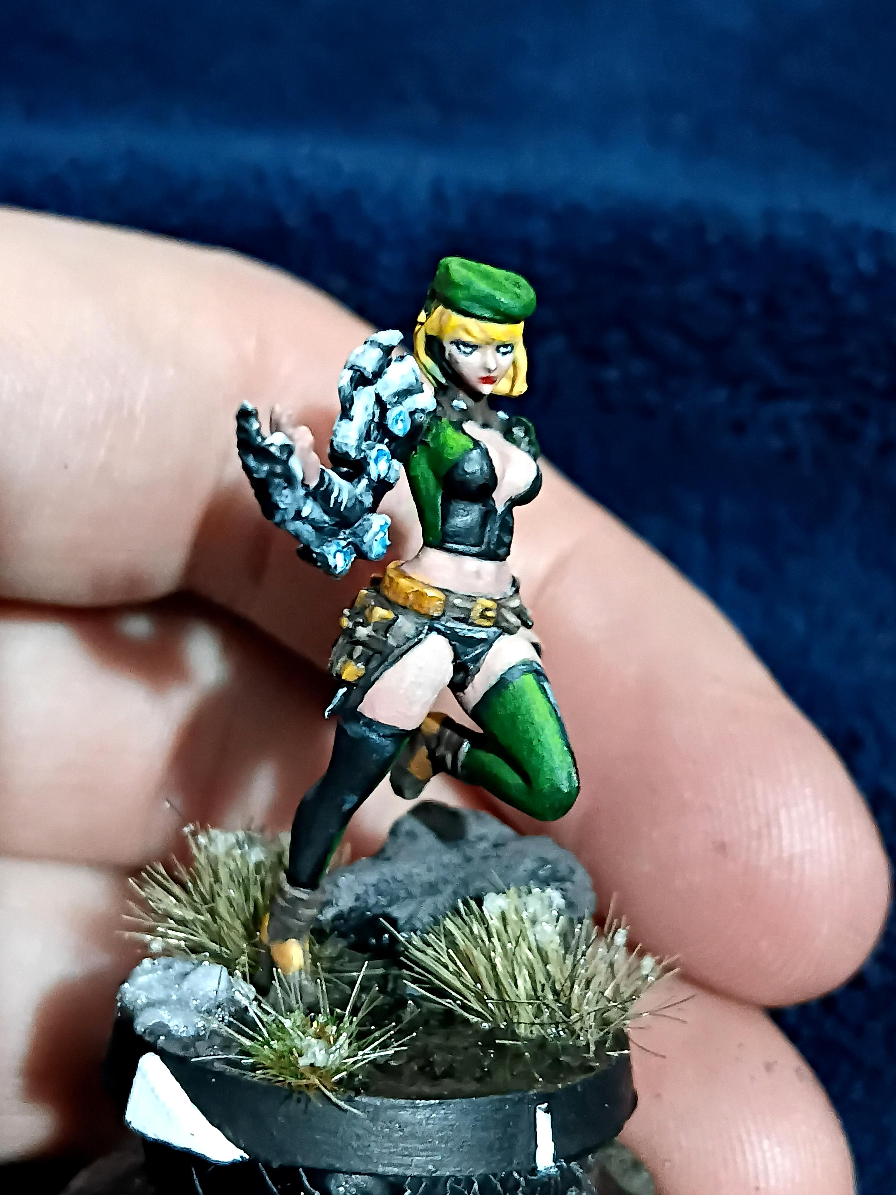 Blonde, Cute, Engineer, Girl, Green And Black, Infinity, Miniature, Non-Metallic Metal, Not Metallic Metal, Pano, Panoceania, Pinup, Robot, Tech-bee