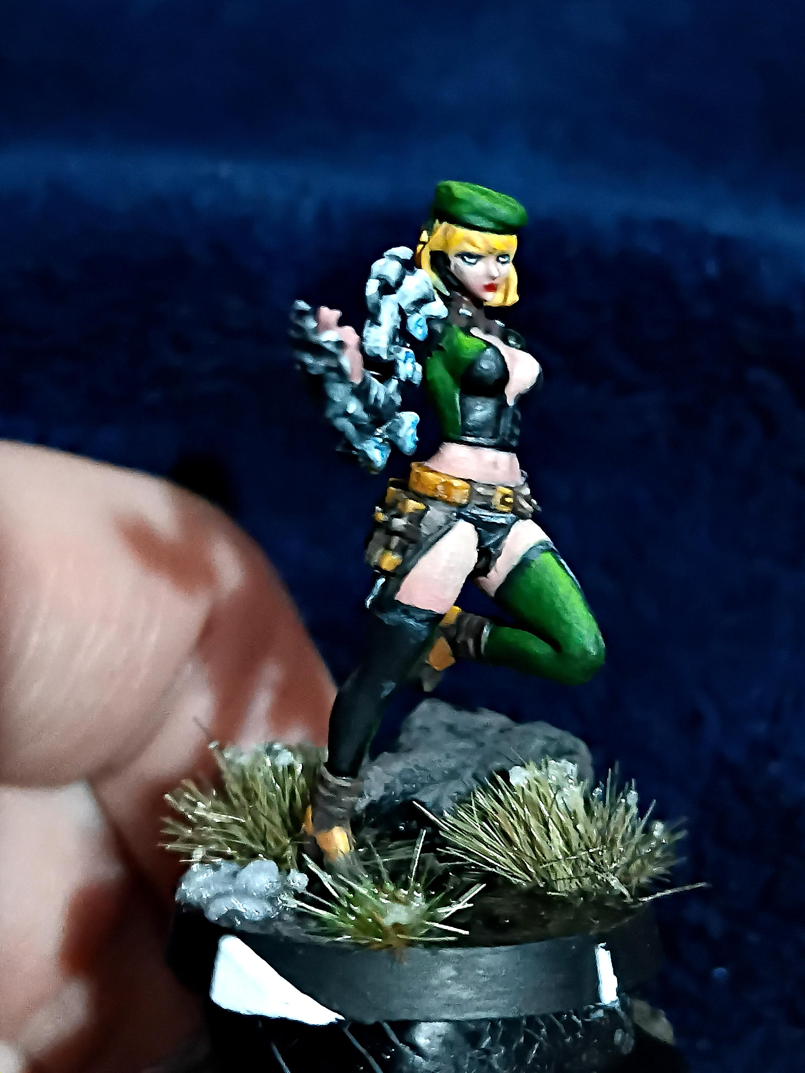 Blonde, Cute, Engineer, Girl, Green And Black, Infinity, Miniature, Non-Metallic Metal, Not Metallic Metal, Pano, Panoceania, Pinup, Robot, Tech-bee