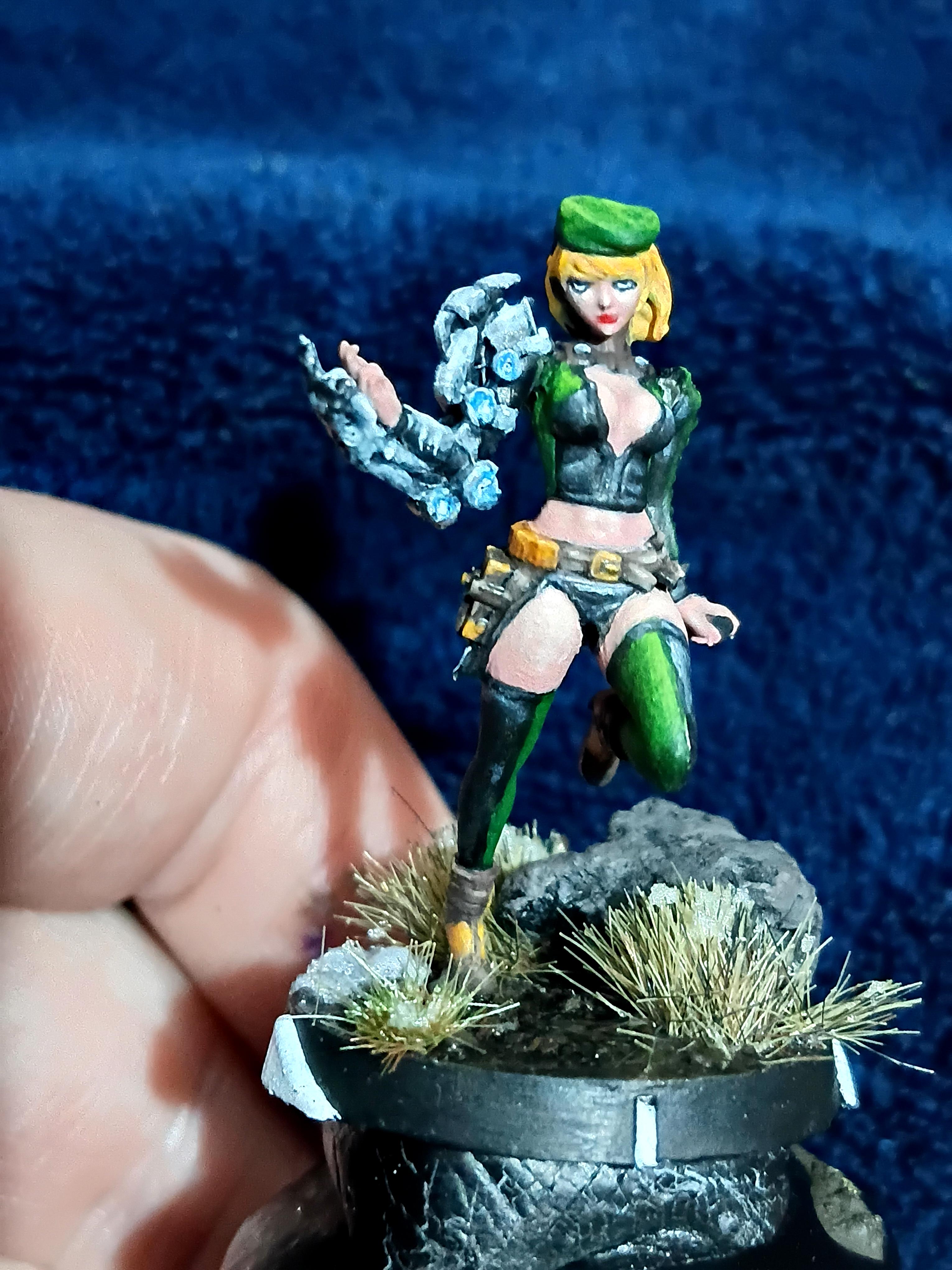 Blonde, Cute, Engineer, Girl, Green And Black, Infinity, Miniature, Non-Metallic Metal, Not Metallic Metal, Pano, Panoceania, Pinup, Robot, Tech-bee