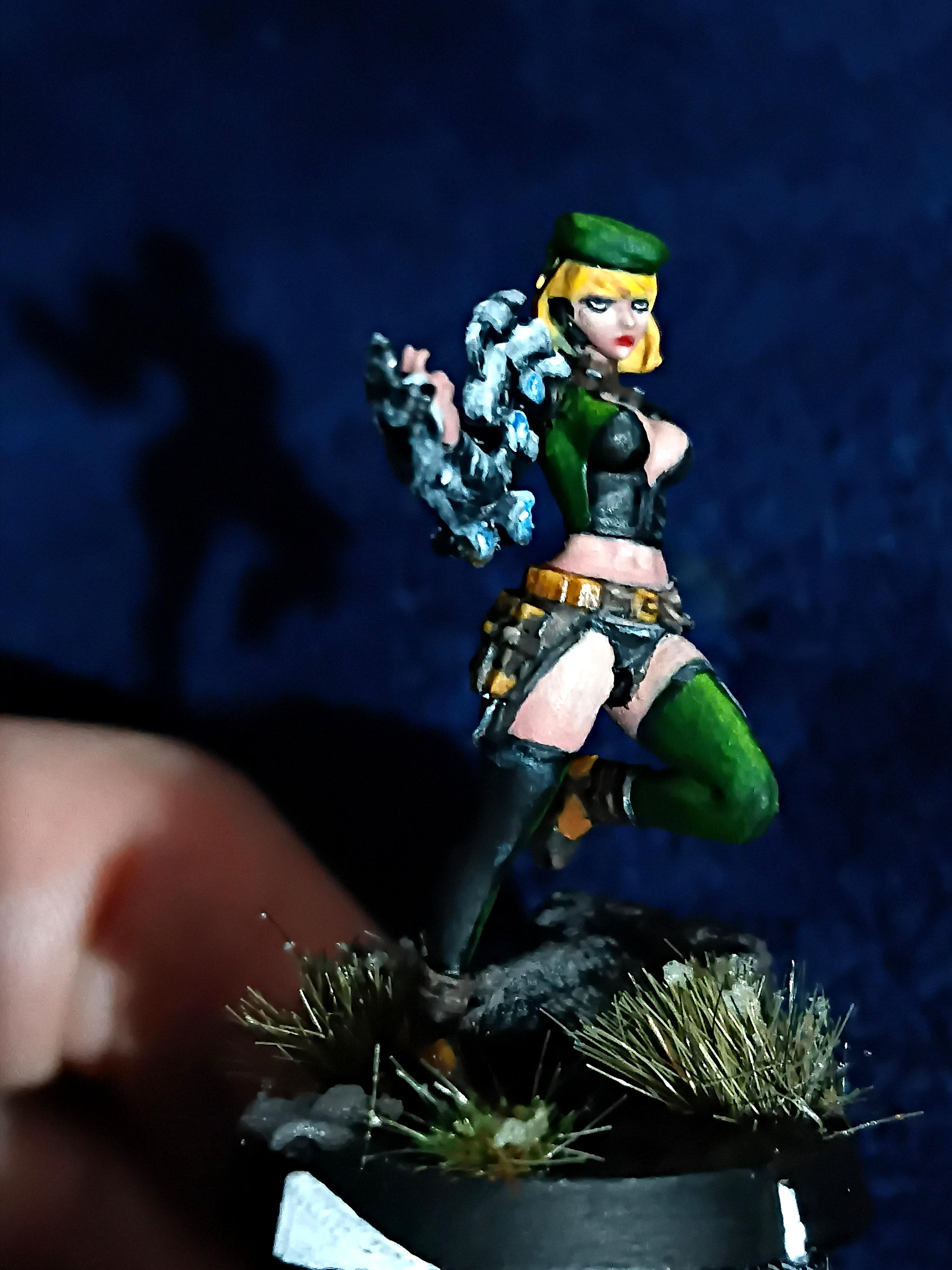 Blonde, Cute, Engineer, Girl, Green And Black, Infinity, Miniature, Non-Metallic Metal, Not Metallic Metal, Pano, Panoceania, Pinup, Robot, Tech-bee