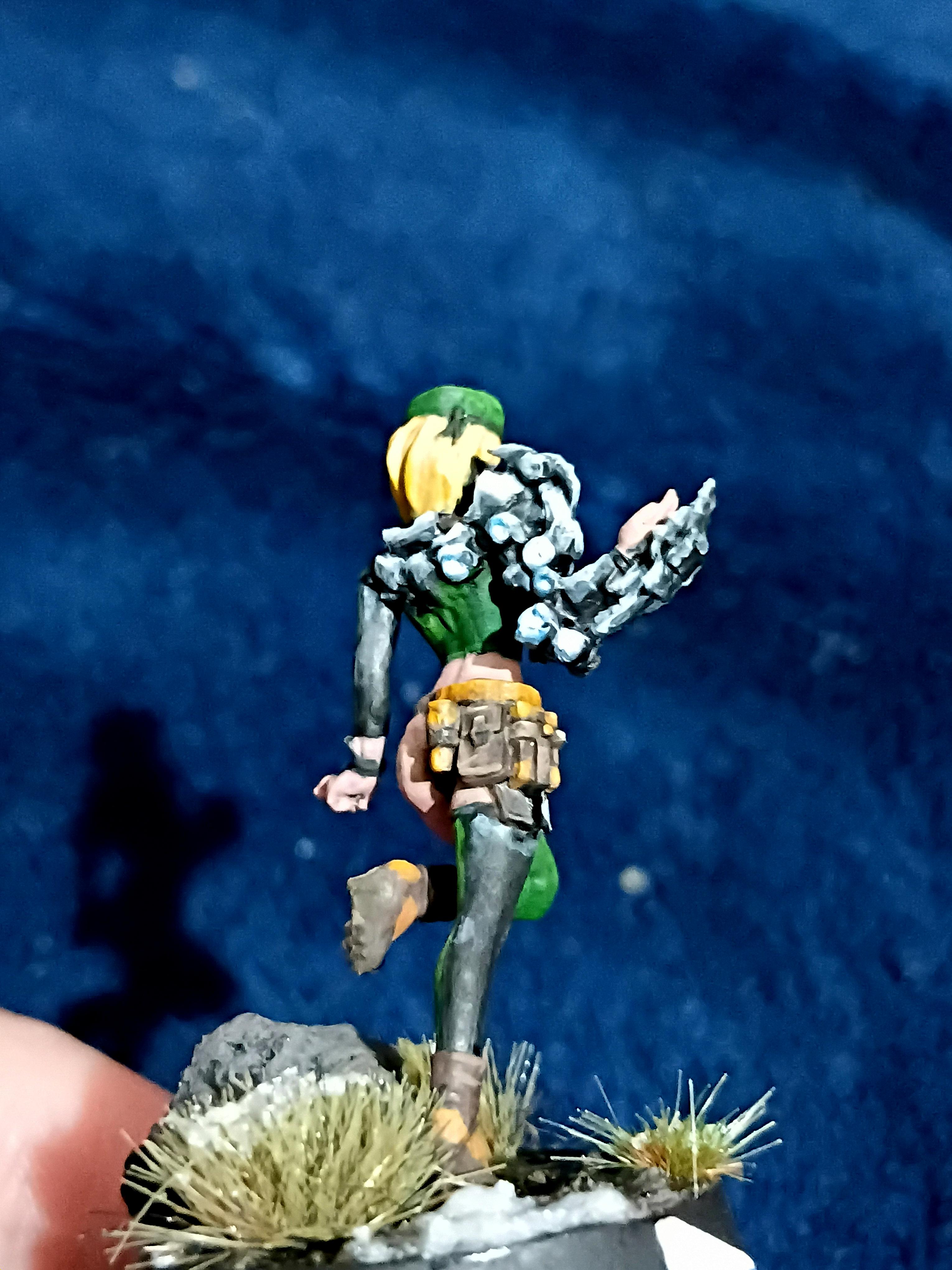 Blonde, Cute, Engineer, Girl, Green And Black, Infinity, Miniature, Non-Metallic Metal, Not Metallic Metal, Pano, Panoceania, Pinup, Robot, Tech-bee