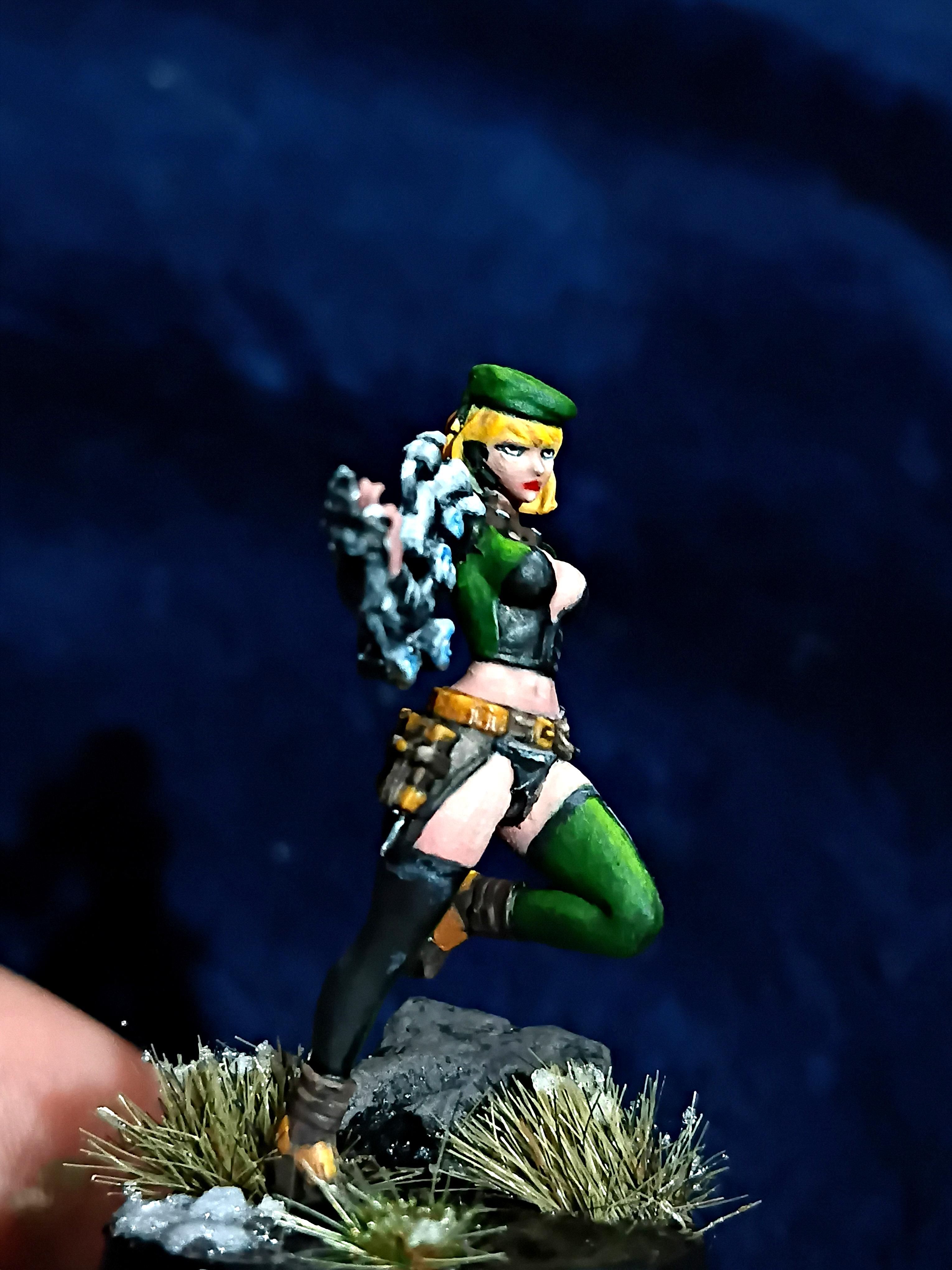 Blonde, Cute, Engineer, Girl, Green And Black, Infinity, Miniature, Non-Metallic Metal, Not Metallic Metal, Pano, Panoceania, Pinup, Robot, Tech-bee