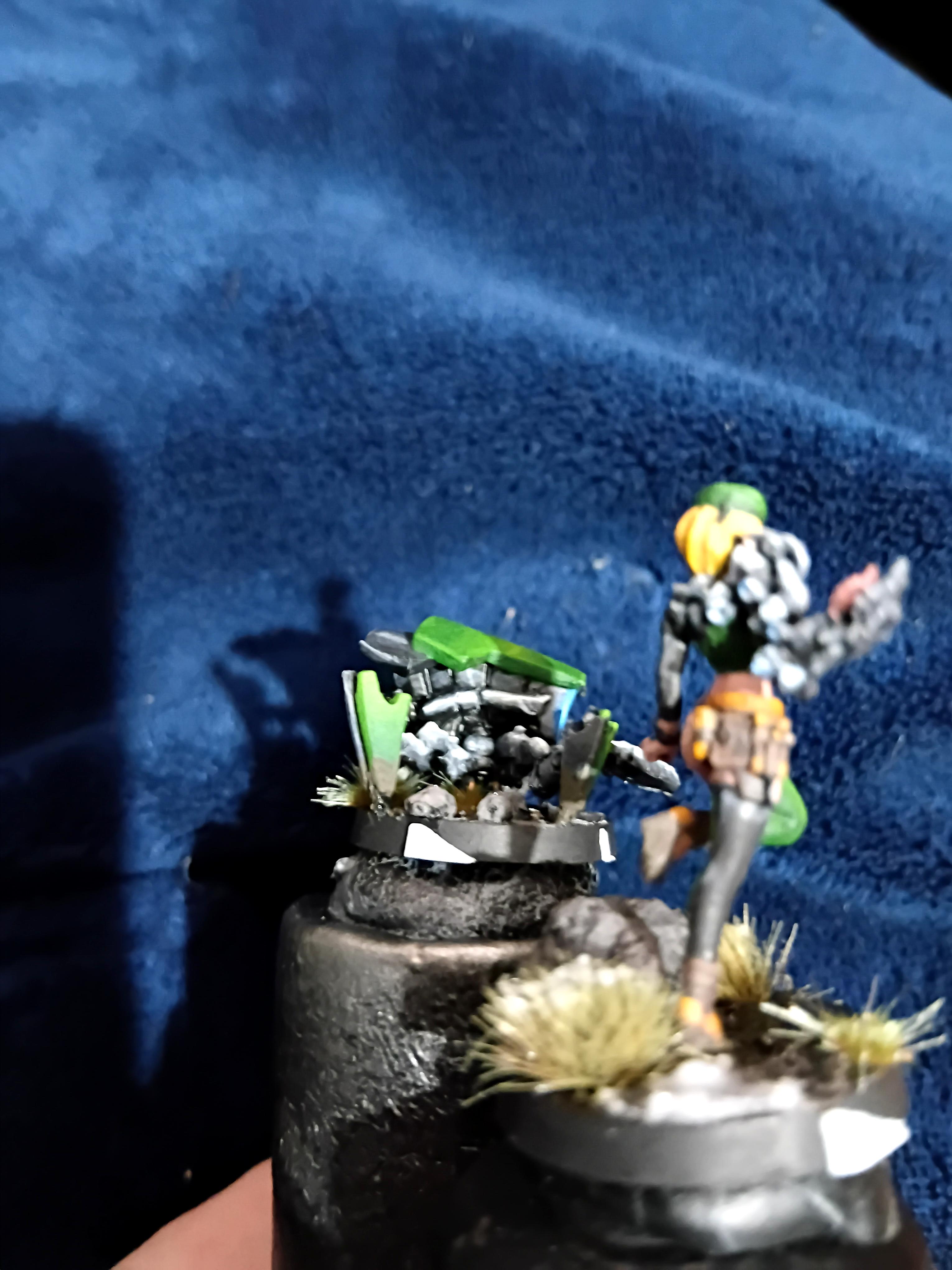 Blonde, Cute, Engineer, Girl, Green And Black, Infinity, Miniature, Non-Metallic Metal, Not Metallic Metal, Pano, Panoceania, Pinup, Robot, Tech-bee