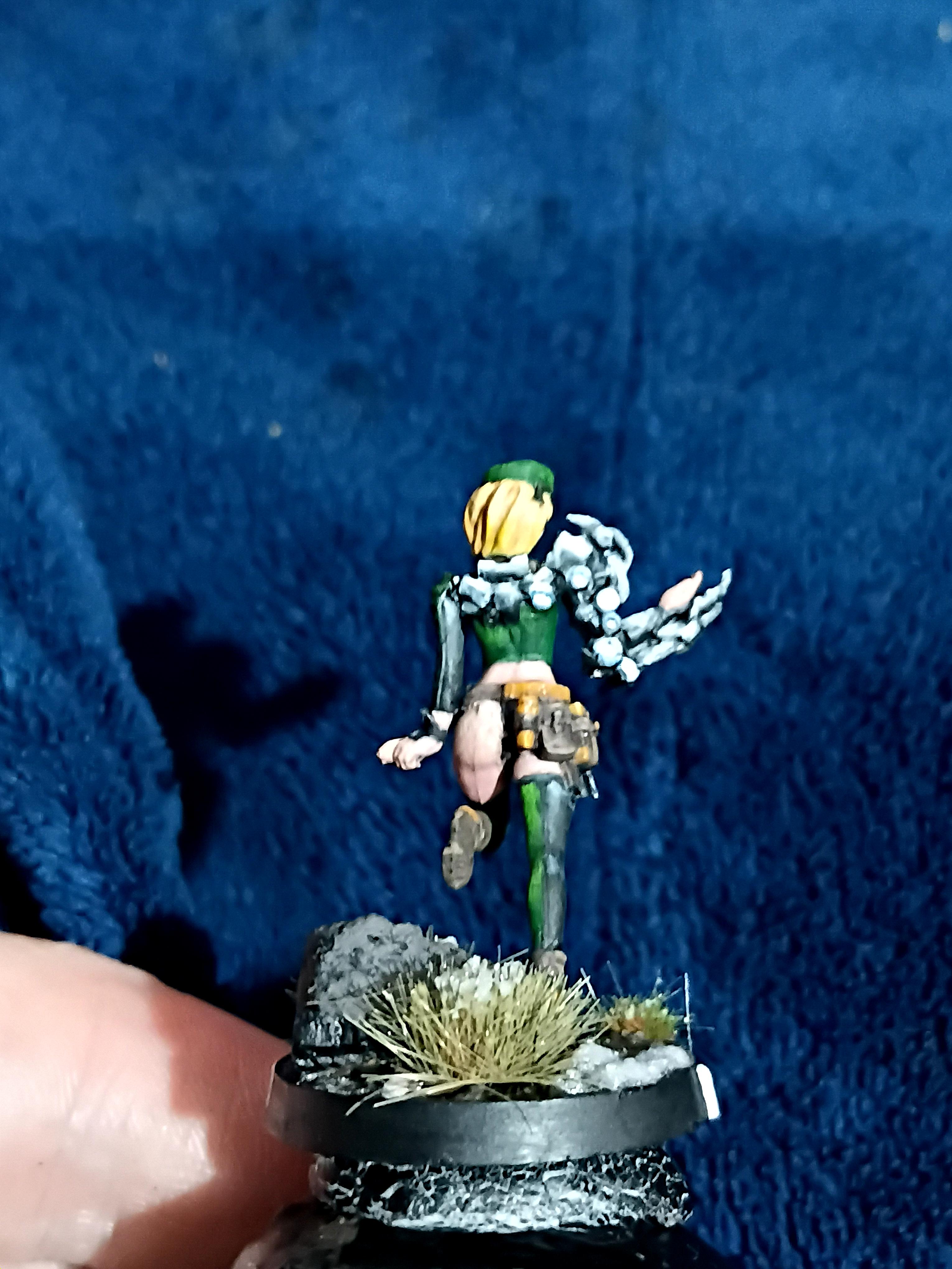 Blonde, Cute, Engineer, Girl, Green And Black, Infinity, Miniature, Non-Metallic Metal, Not Metallic Metal, Pano, Panoceania, Pinup, Robot, Tech-bee