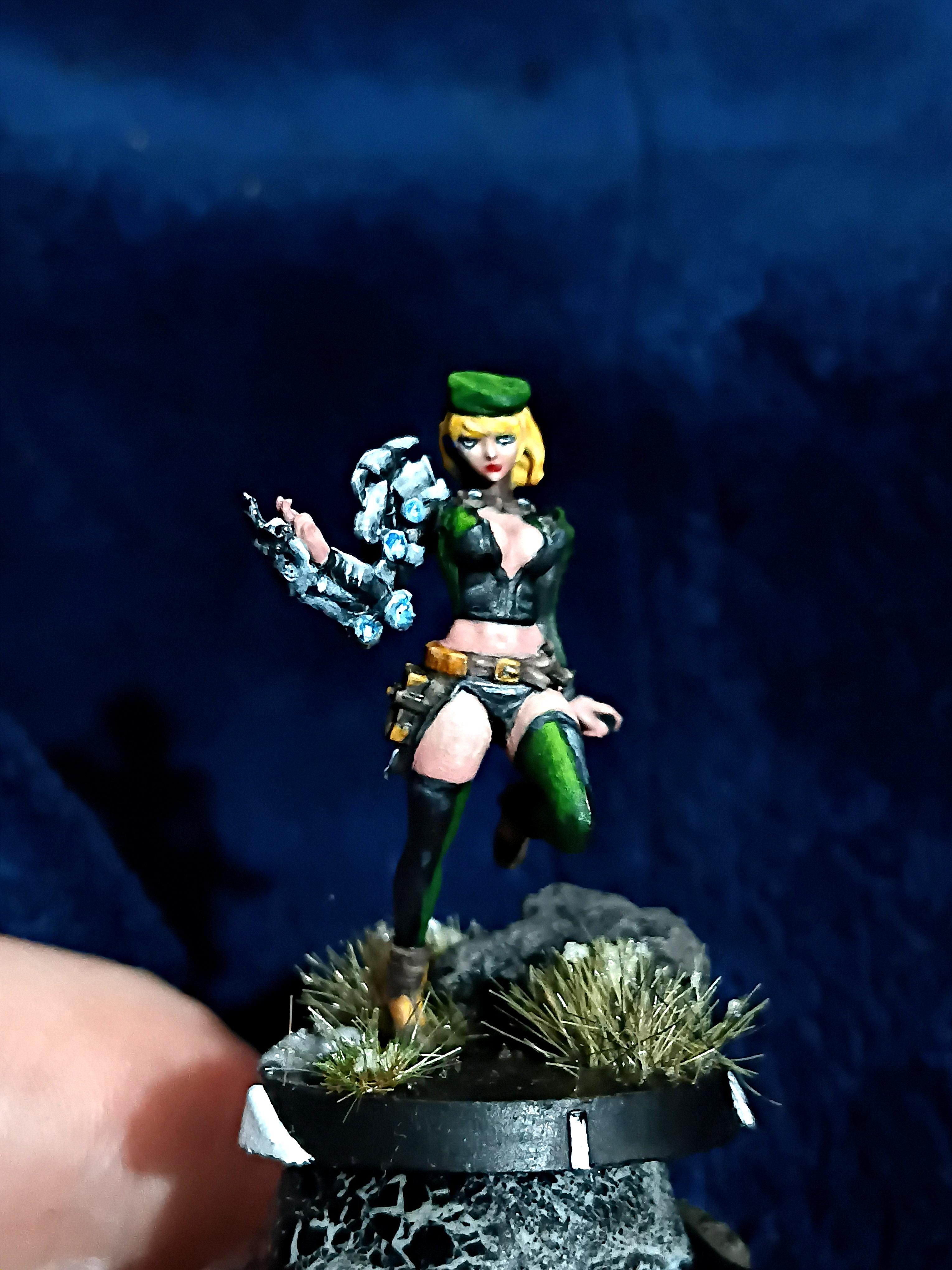 Blonde, Cute, Engineer, Girl, Green And Black, Infinity, Miniature, Non-Metallic Metal, Not Metallic Metal, Pano, Panoceania, Pinup, Robot, Tech-bee