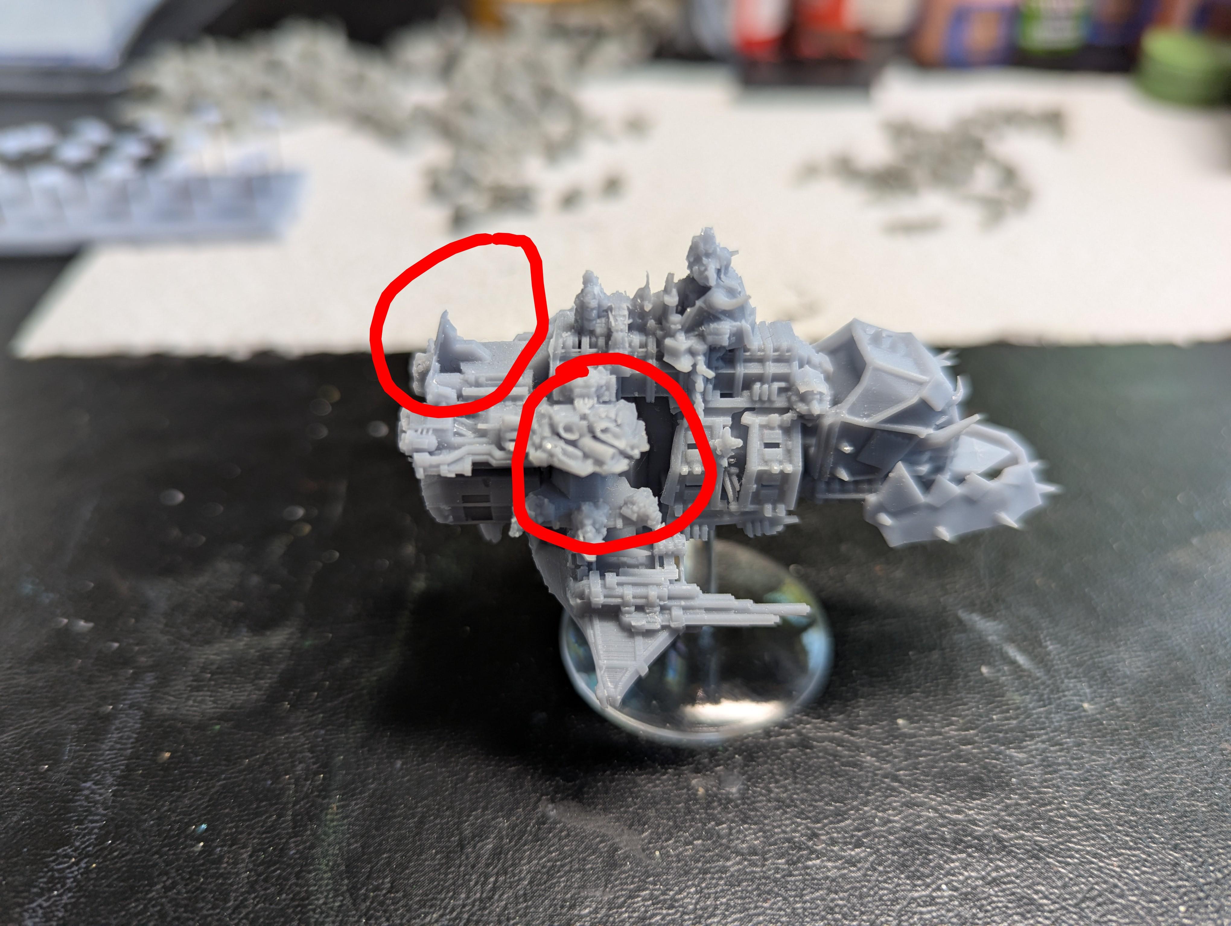 3d printer fails on BFG Ork Kill Kroozer, right side