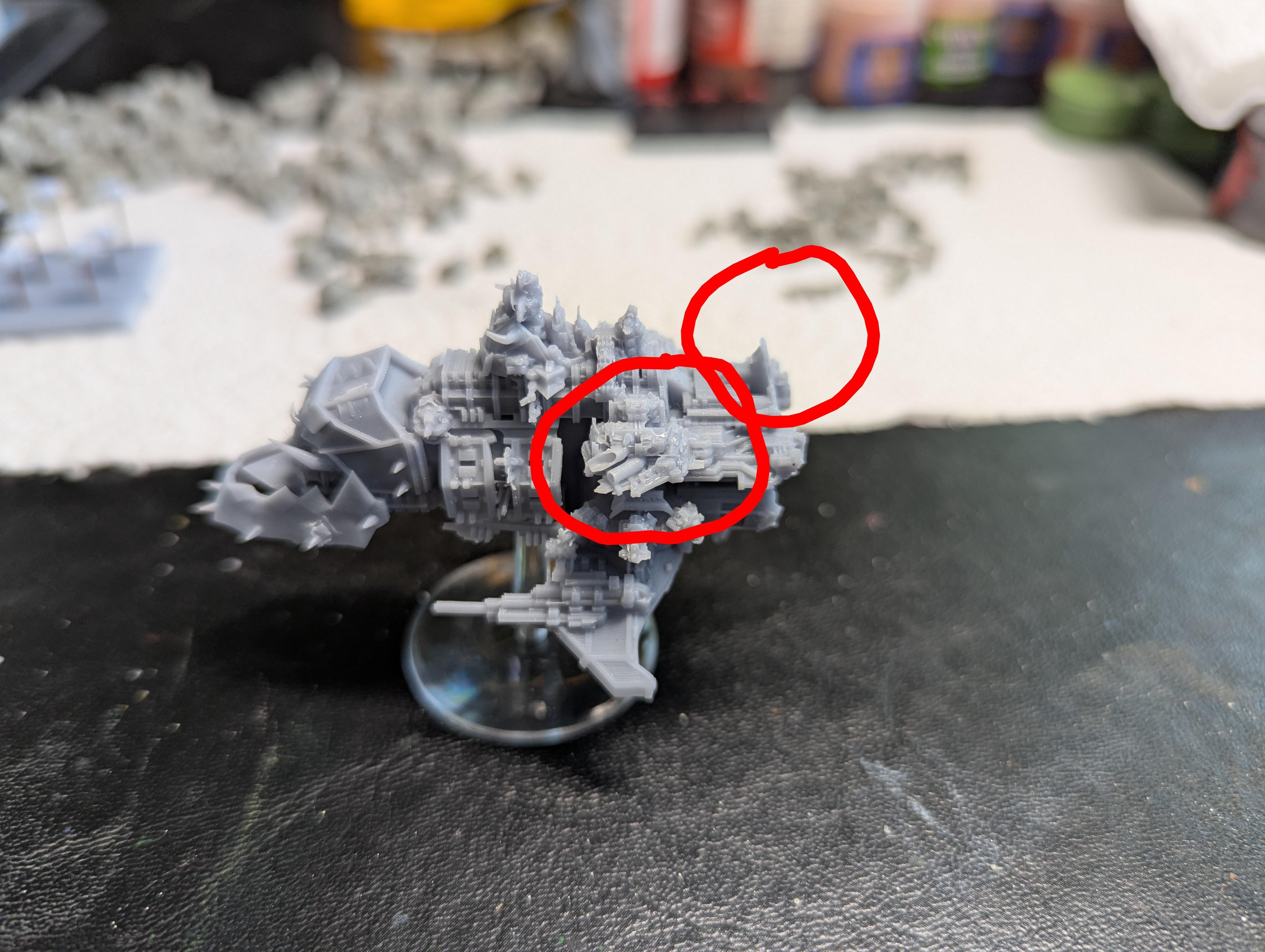 3d printer fails on BFG Ork Kill Kroozer, left side