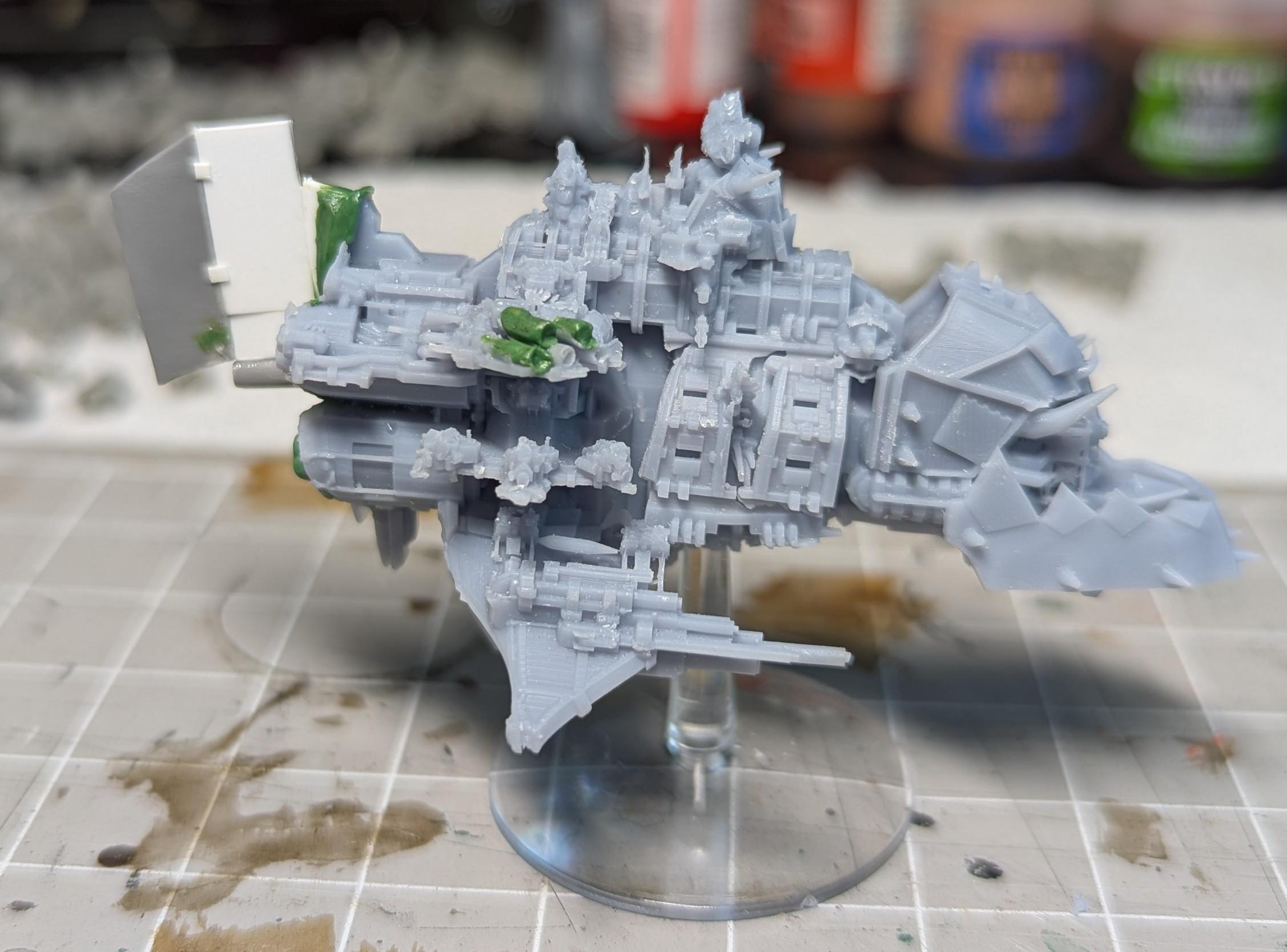 3d printer fails on BFG Ork Kill Kroozer, right side fixes