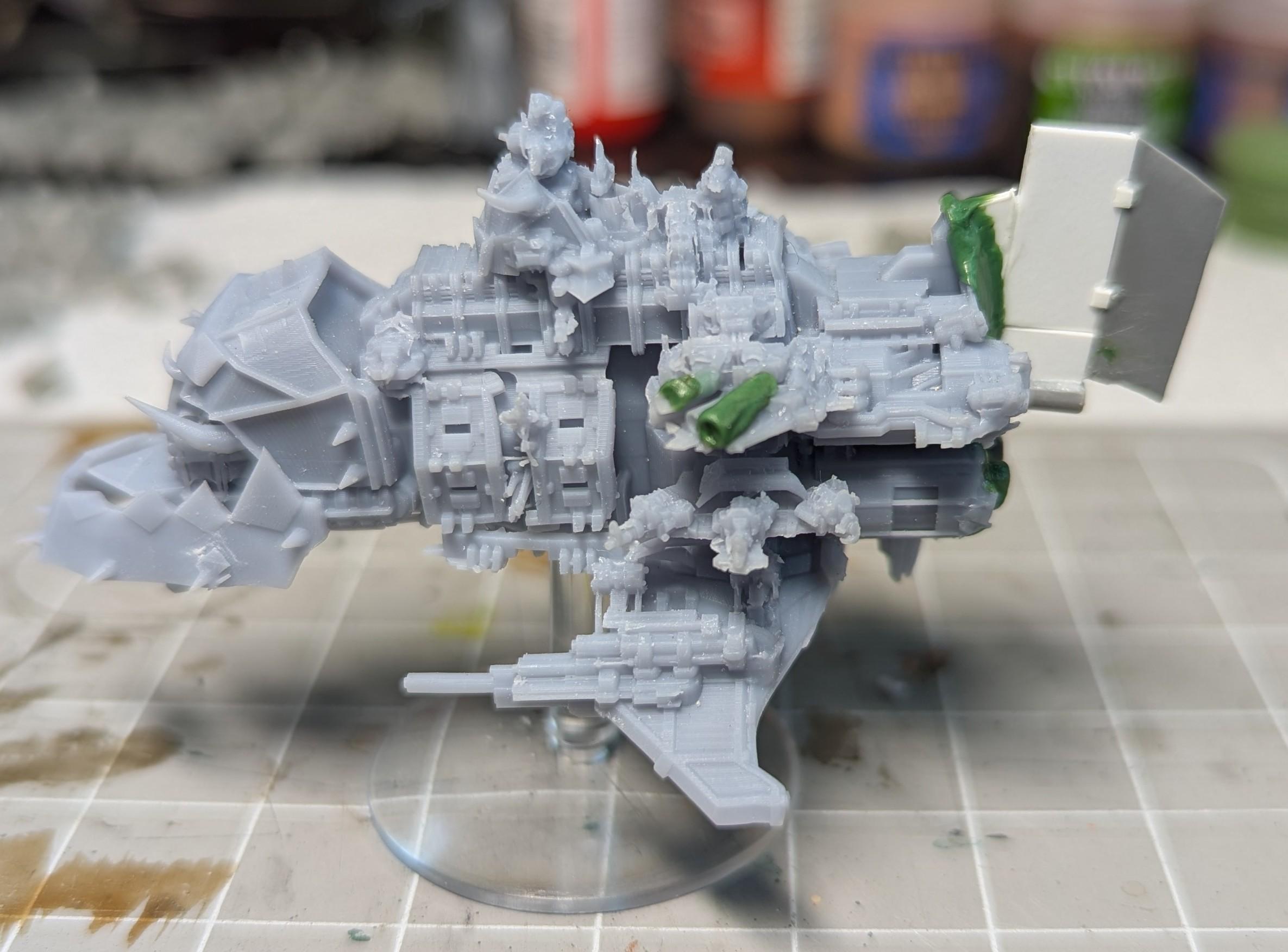 3d printer fails on BFG Ork Kill Kroozer, left side fixes