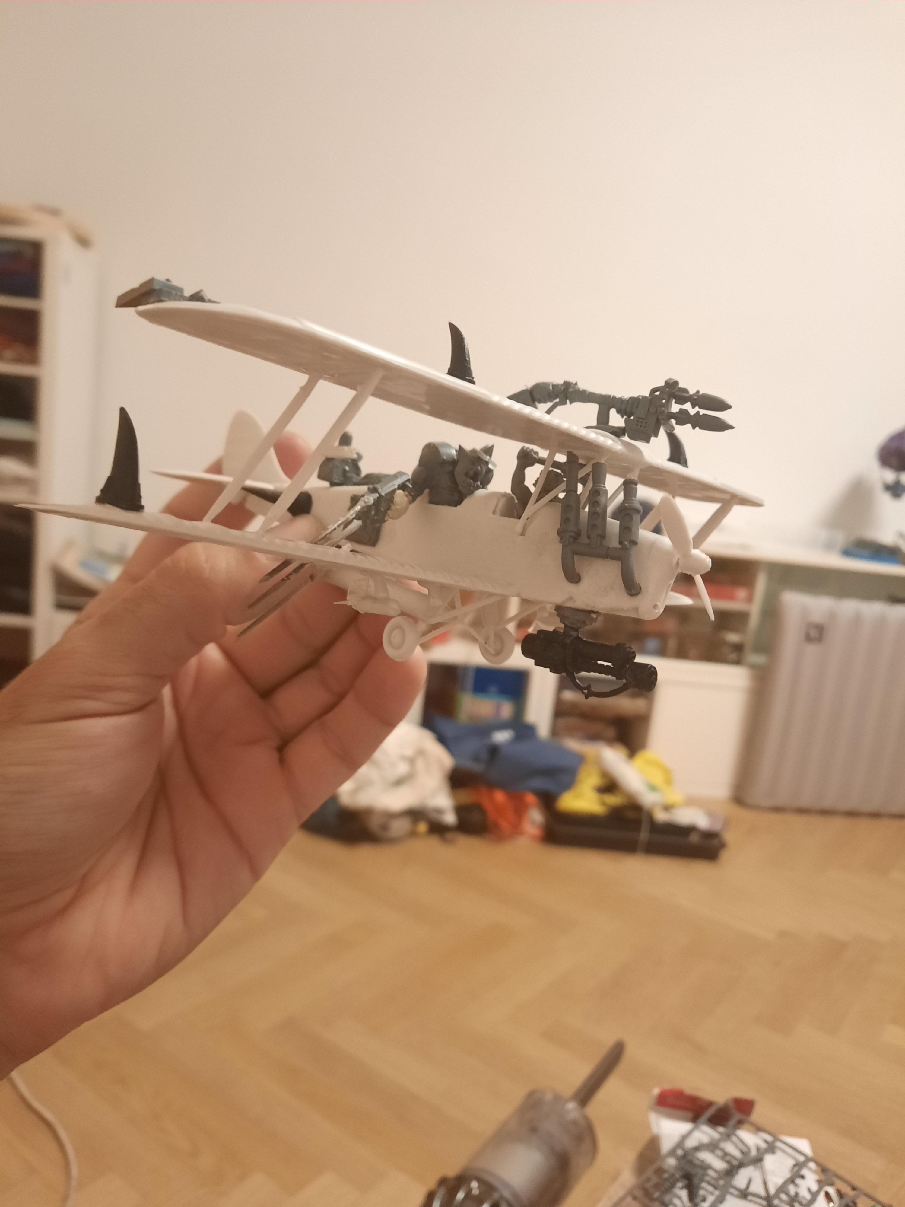 Biplane, Kitbashing, Modding, Orcs, Ork Moth, Orks, Plane, Tiger Moth