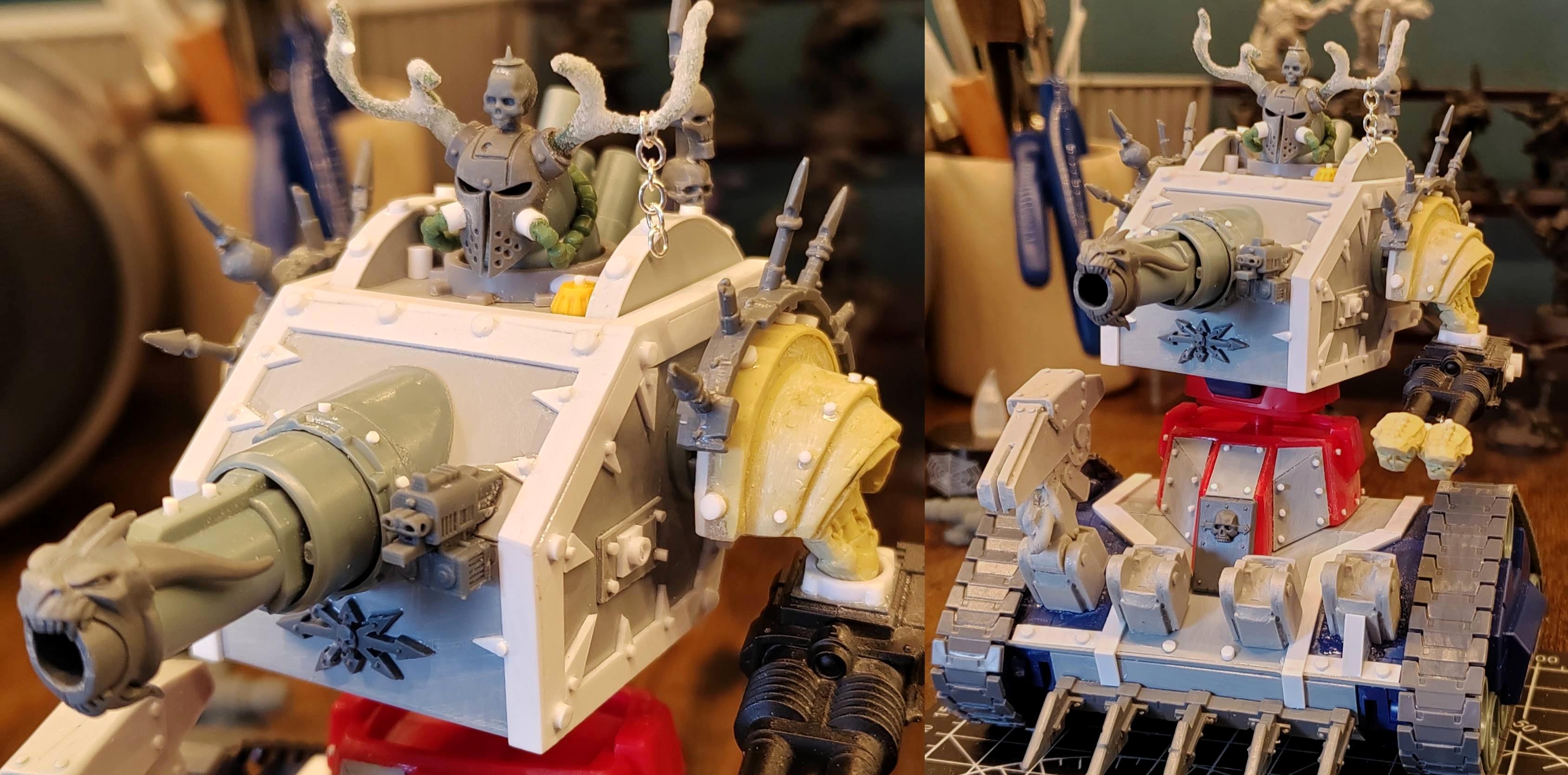 Test fitting my WIP scratchbuilt Nurgle Defiler