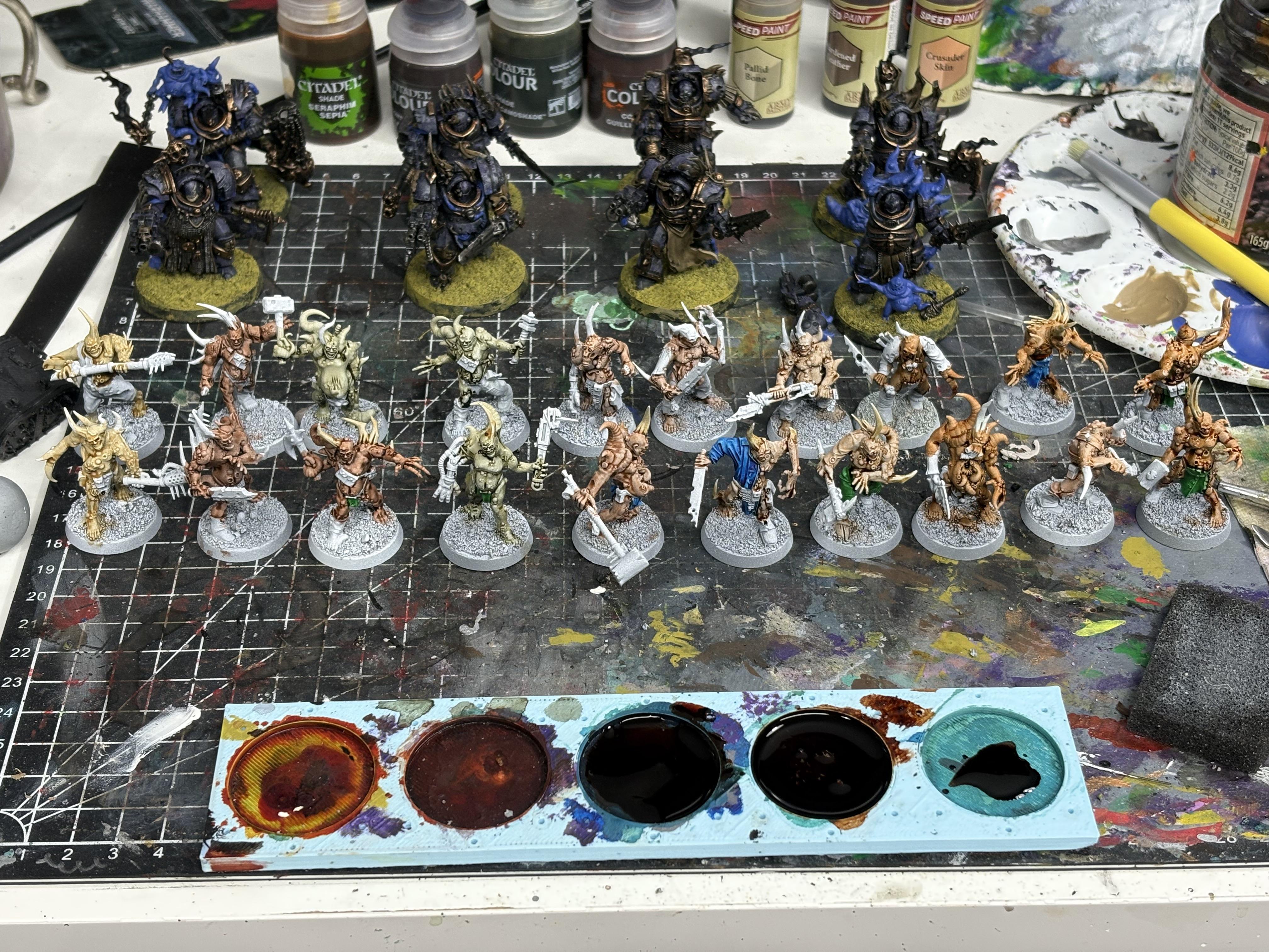 Blightlord Terminators, Blightlords, Chaos Space Marines, Death Guard, Plague Marines, Poxwalkers, Space Marines, Terminator Armor, Warhammer 40,000, Work In Progress