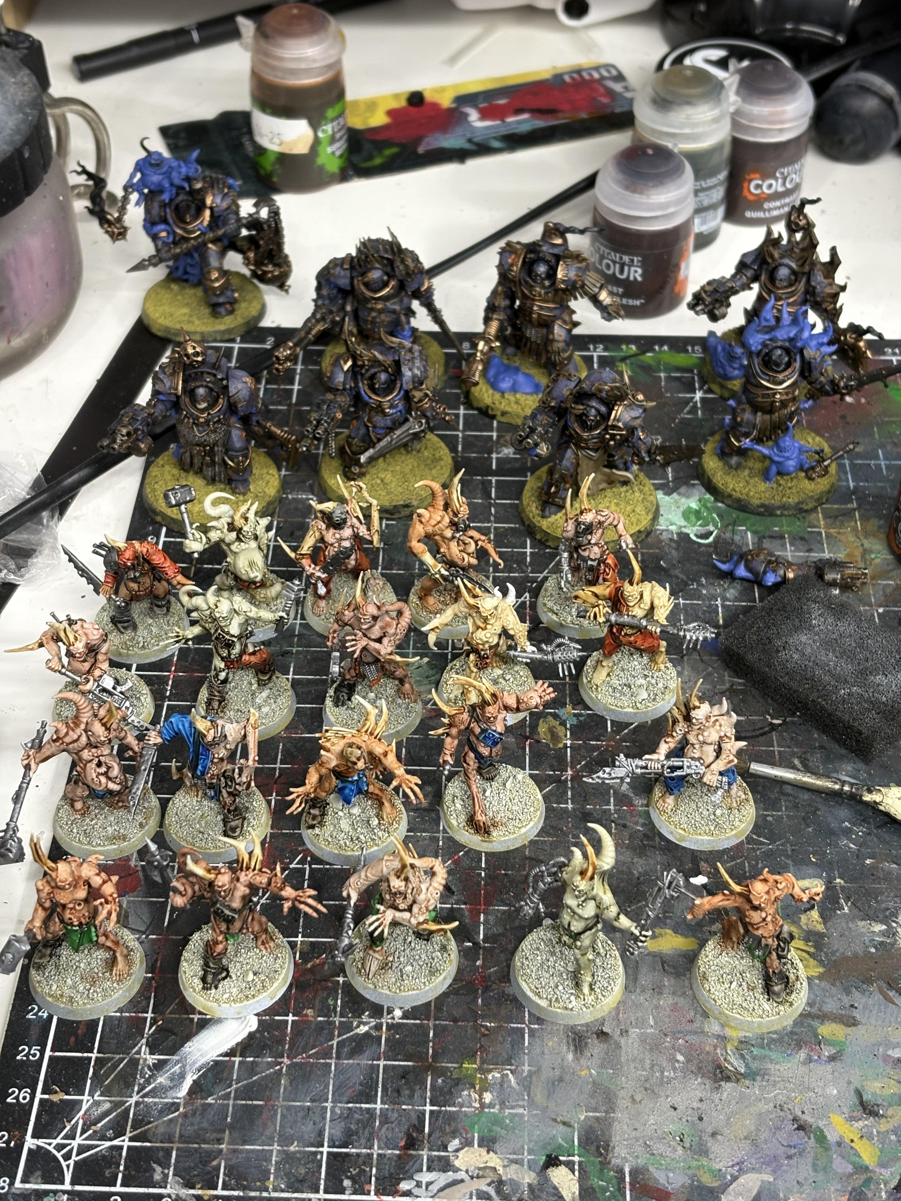 Blightlord Terminators, Blightlords, Chaos Space Marines, Death Guard, Plague Marines, Poxwalkers, Space Marines, Terminator Armor, Warhammer 40,000, Work In Progress