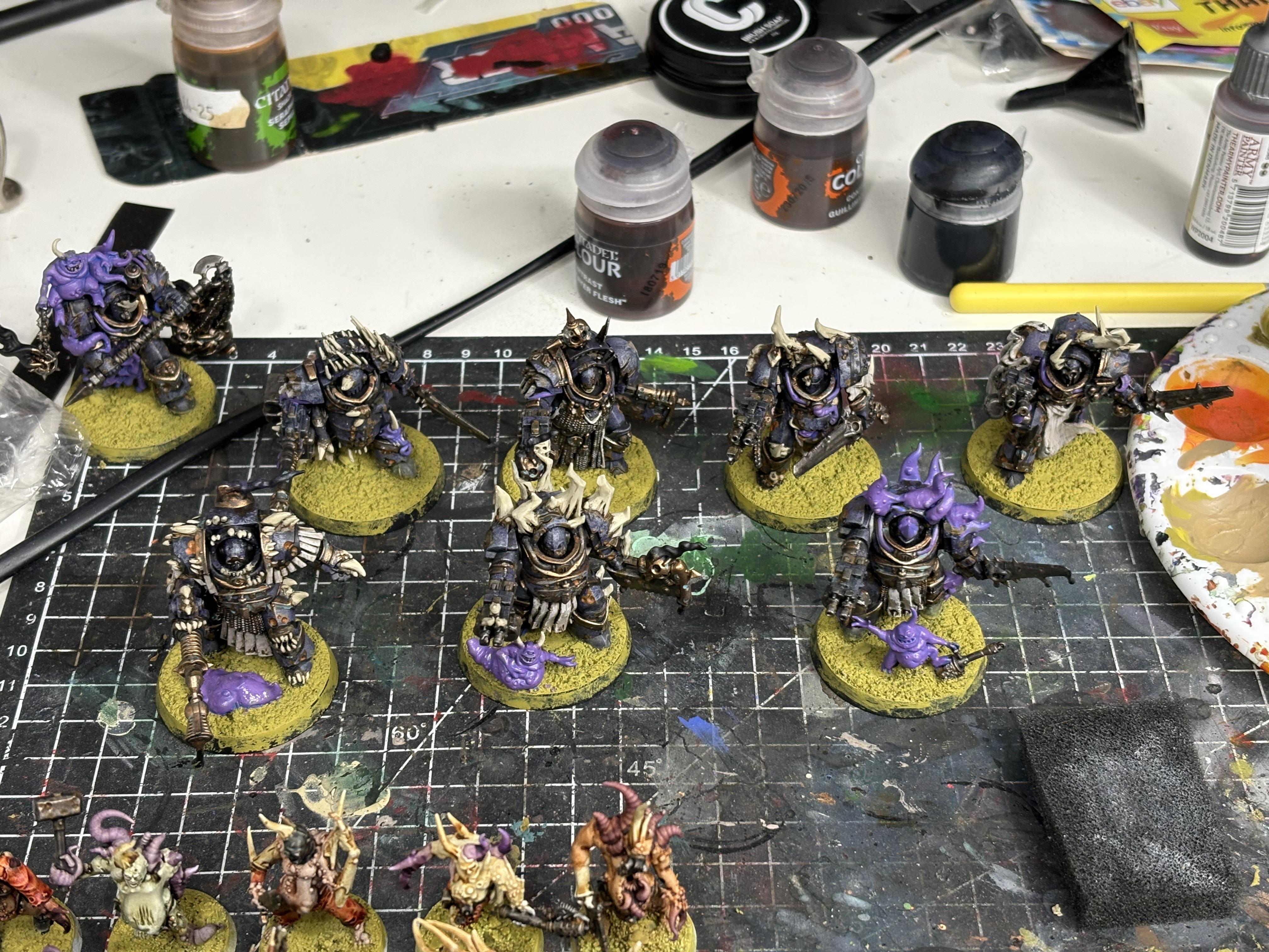 Blightlord Terminators, Blightlords, Chaos Space Marines, Death Guard, Plague Marines, Space Marines, Terminator Armor, Warhammer 40,000, Work In Progress
