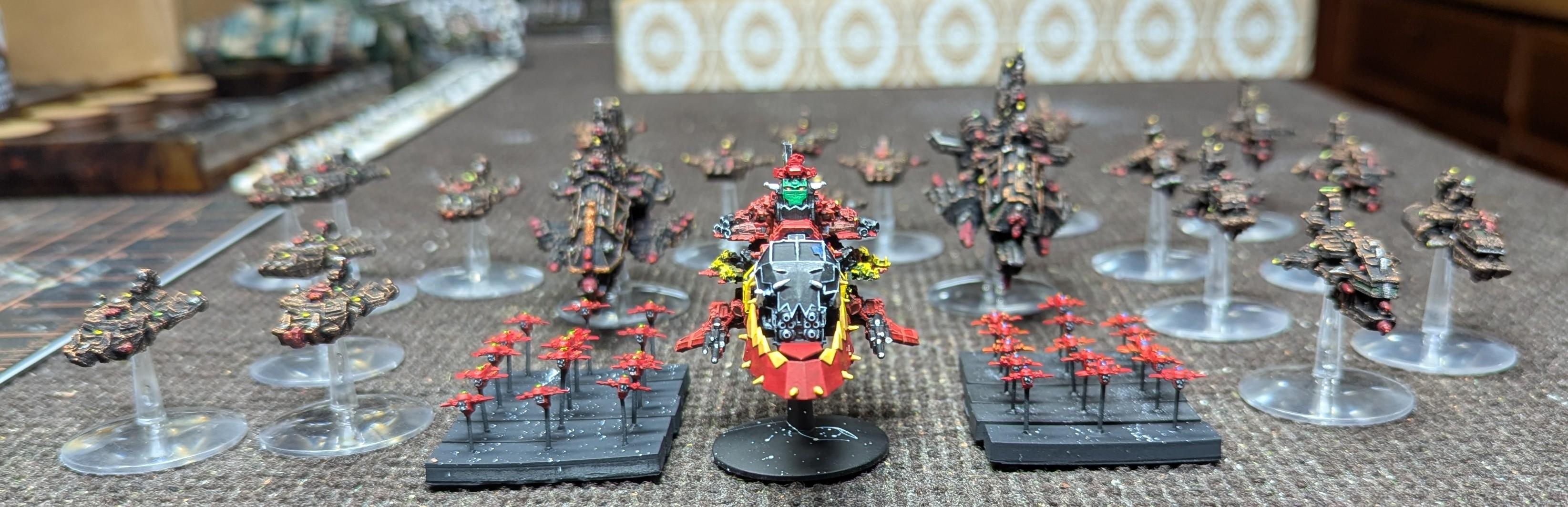 2025, 3d Print, Battlefleet Gothic, Orks, Painted