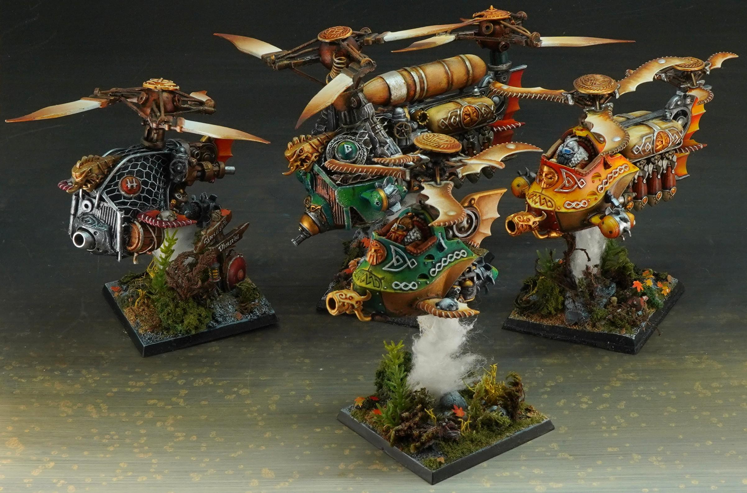 Bomber, Dwarves, Gyrocopter, Helicopter, Steampunk