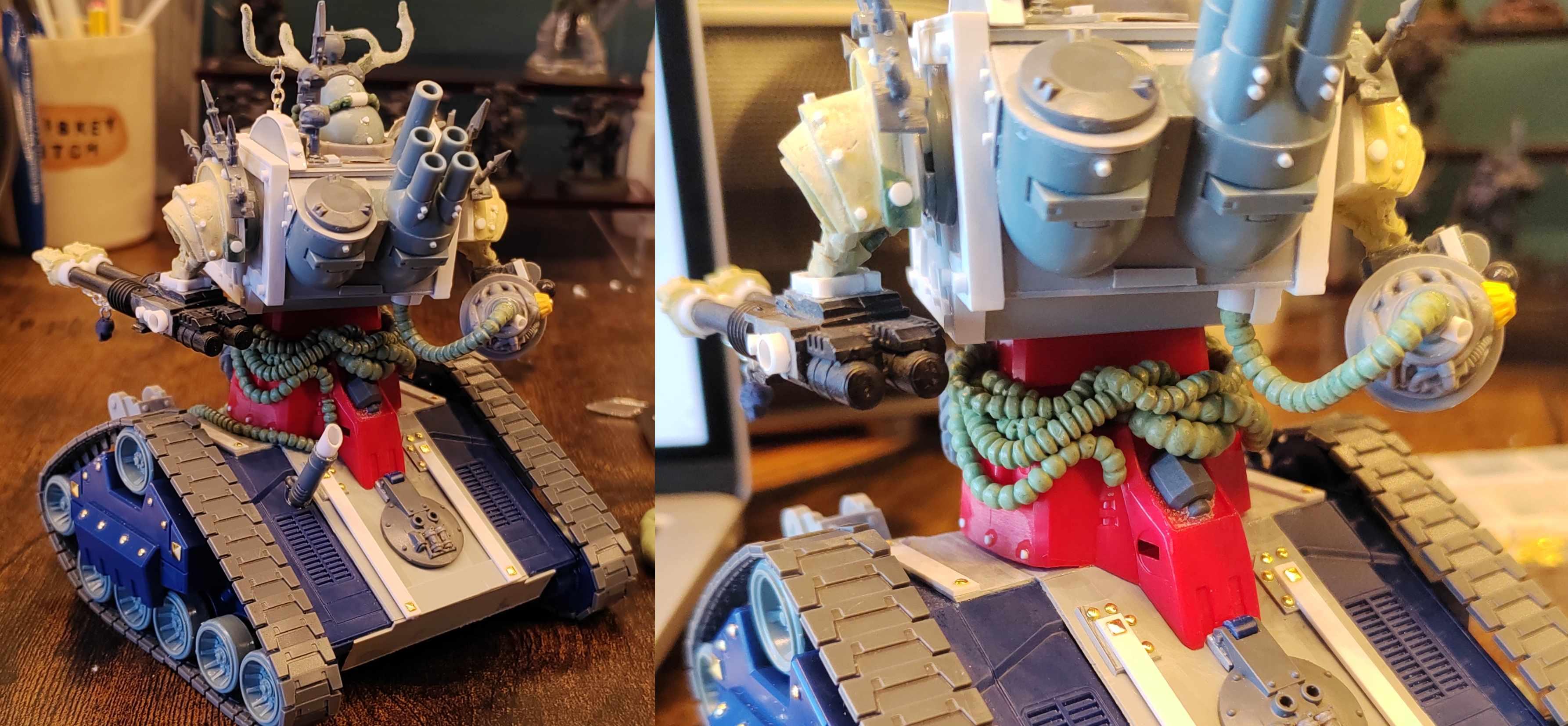 Greenstuff cables on scratchbuilt Defiler