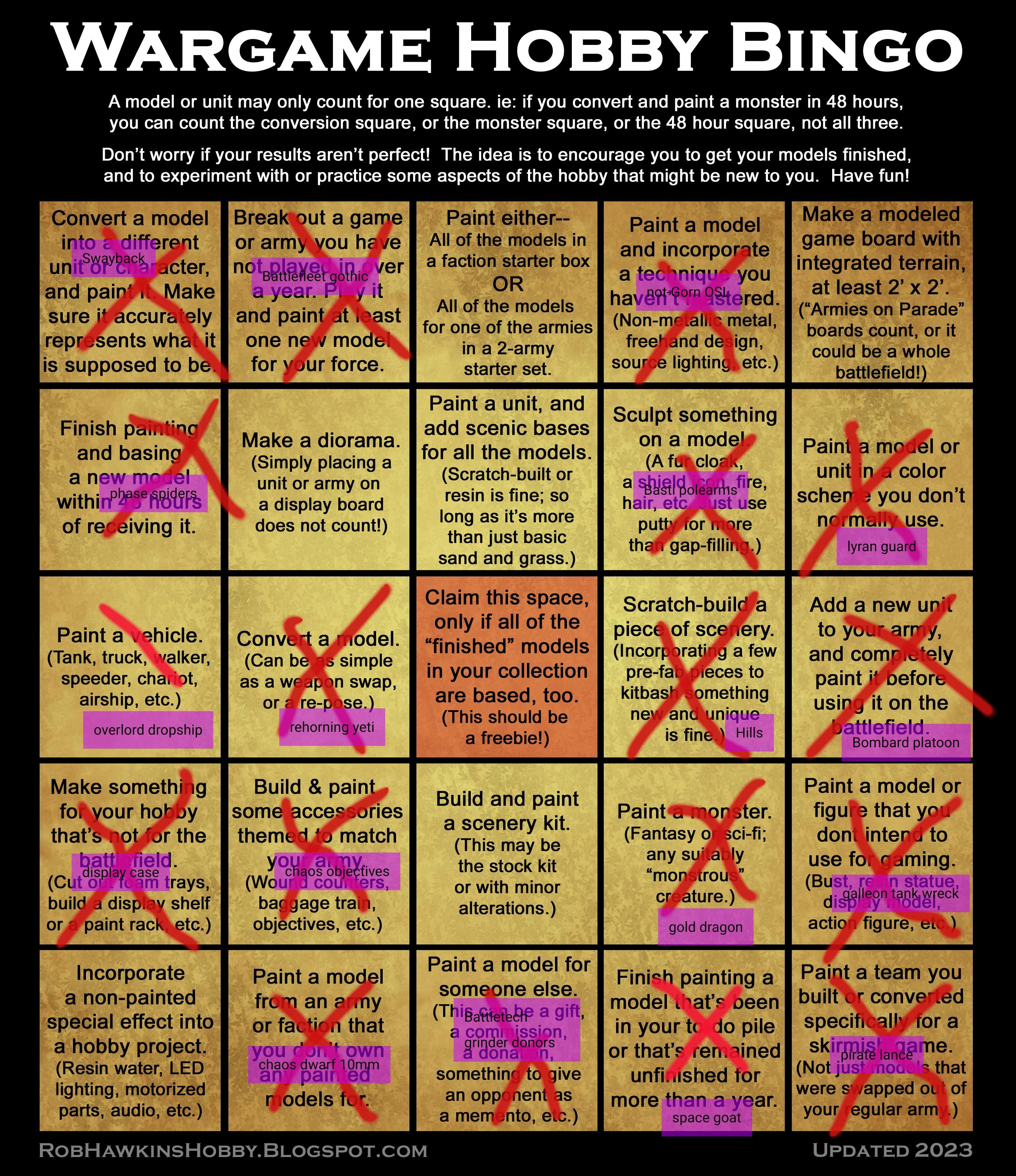 2023 Edition, 2025 Filled, Hobby Bingo, Rob Hawkins