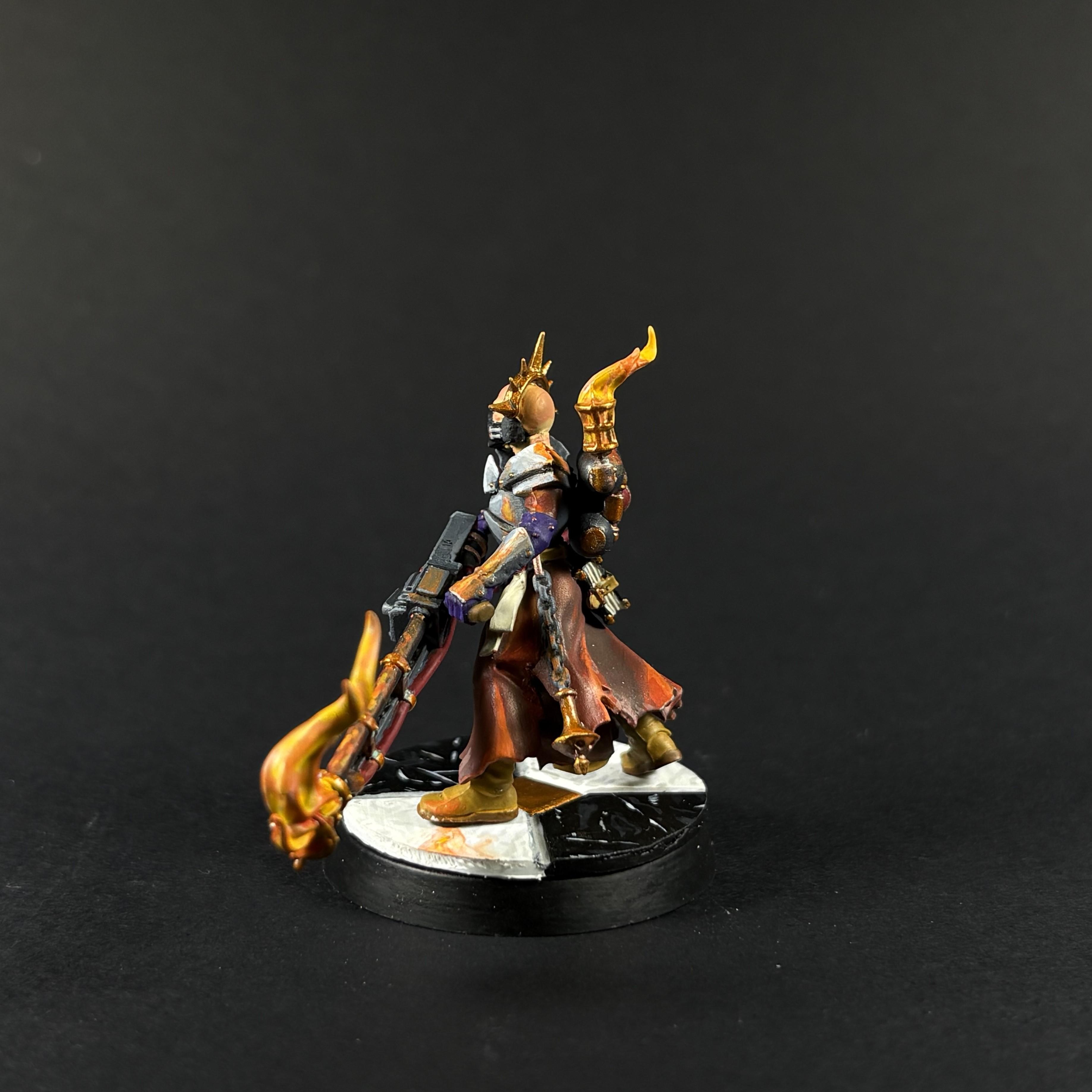 Blackstone Fortress, Flames, Imperium, Ministorum Priest With Vindicator, Non-Metallic Metal, Object Source Lighting, Pious Vorne, Sisters Of Battle, Suffer Not, Warhammer 40,000