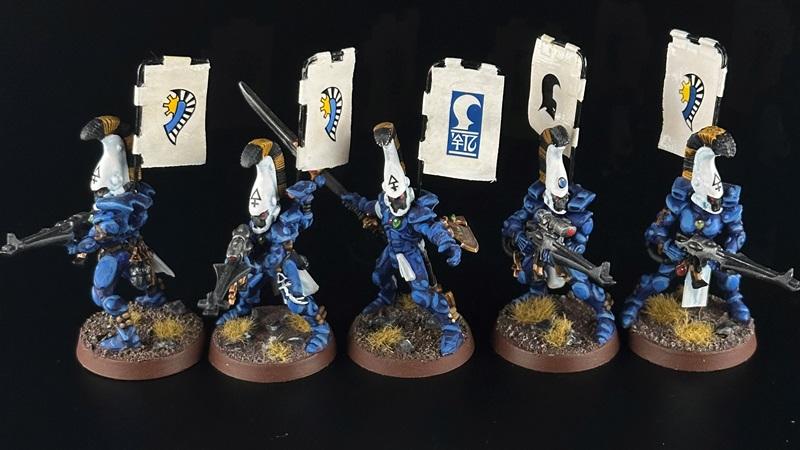 Alaitoc, Banner, Captain Brown, Craftworld, Dire Avengers Squad, Eldar, Exarch, Metal, Painted