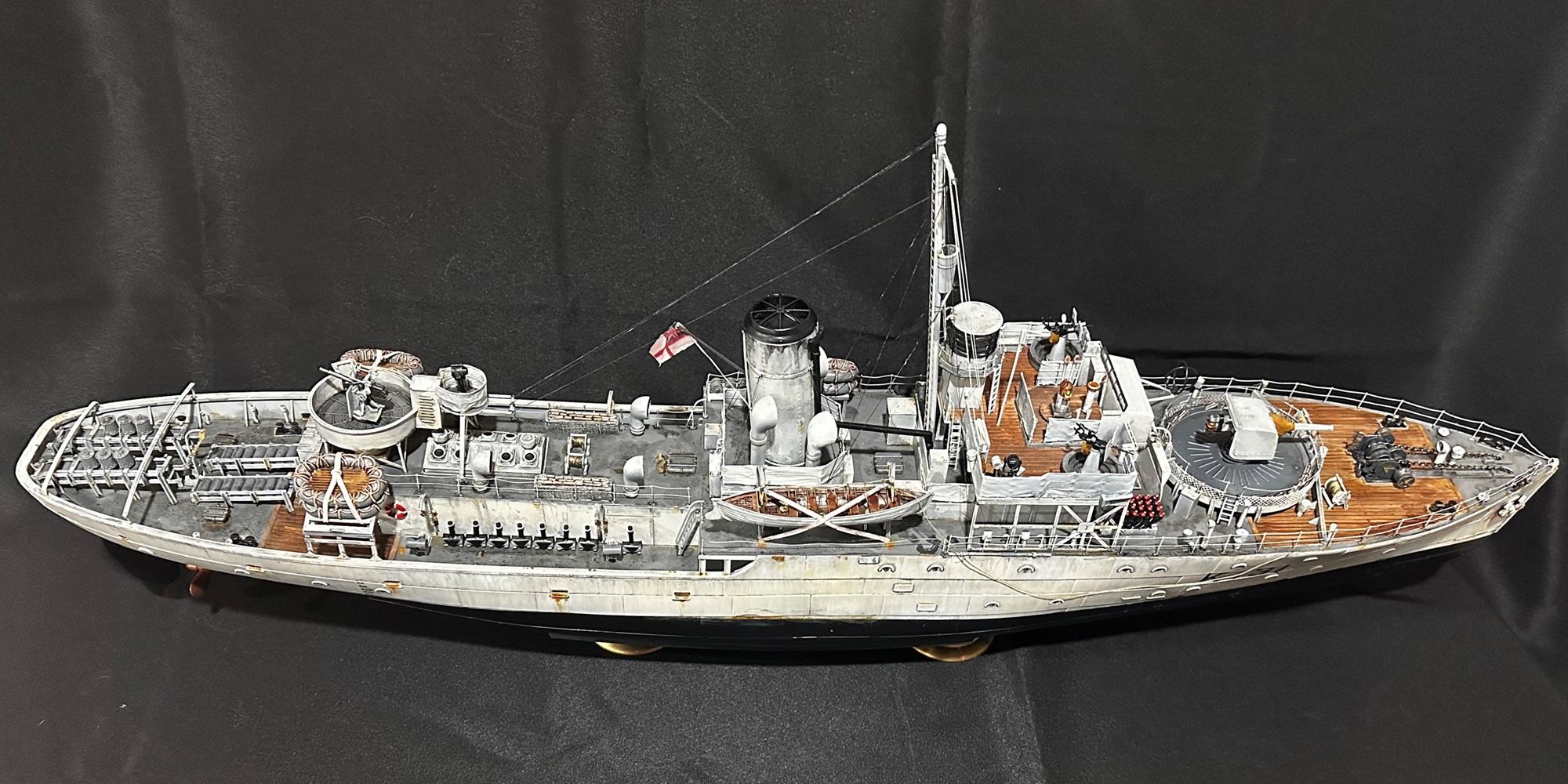 1/72 Scale, Corvette, Flower Class Corevette, Hmcs Chilliwack Starboard View, Model Ship, Painted, Weathered, World War Two, Ww 2