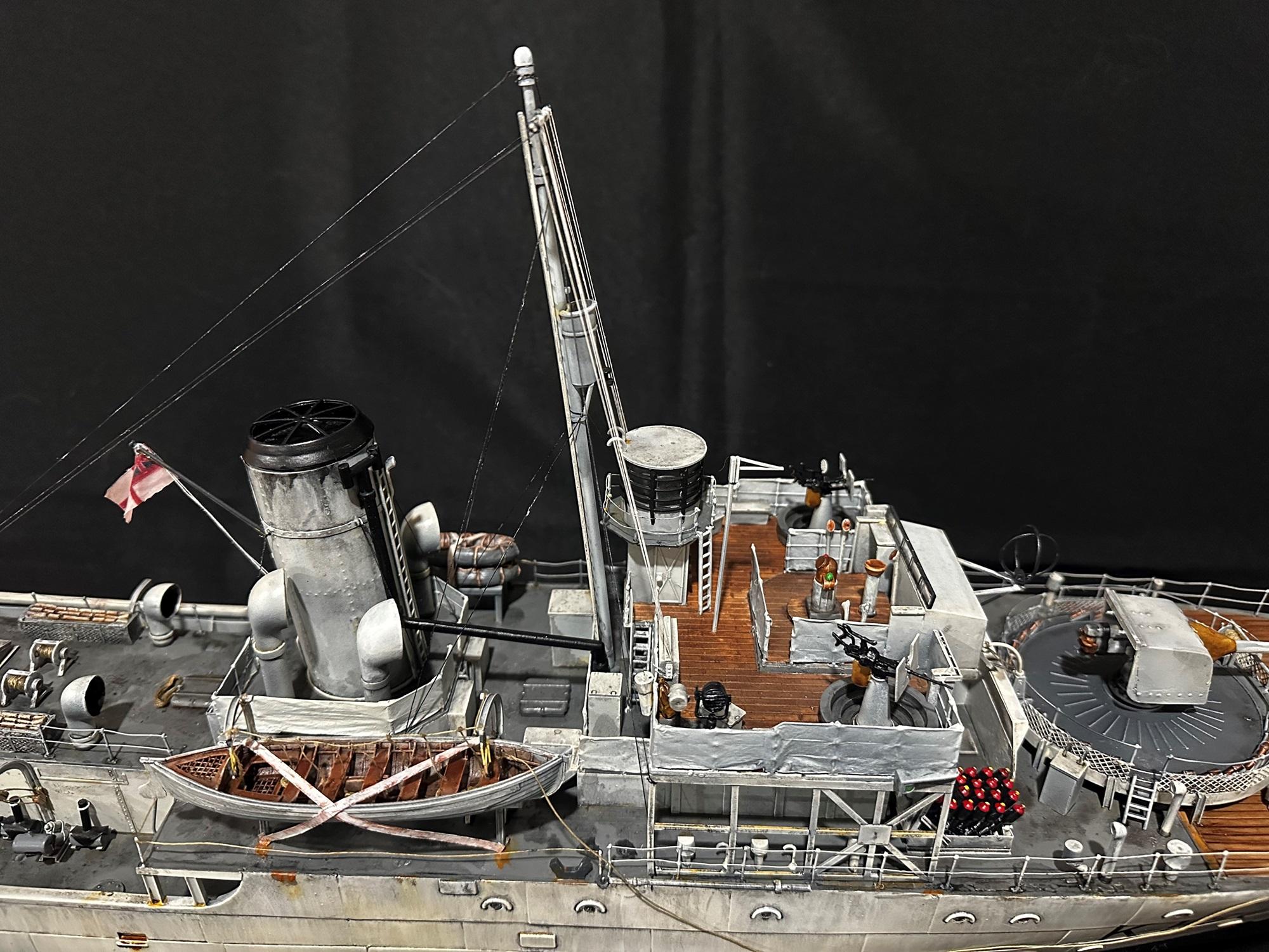 1/72 Scale, Bridge, Corvette, Flower Class Corevette, Hmcs Chilliwack Starboard View, Model Ship, Painted, Weathered, Whaler, World War Two, Ww 2