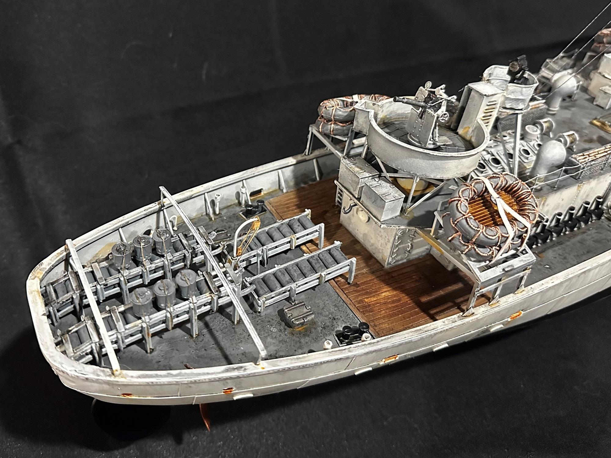 1/72 Scale, Corvette, Depth Charges, Flower Class Corevette, Model Ship, Painted, Pom Pom, Sweep Deck, Weathered, World War Two, Ww 2