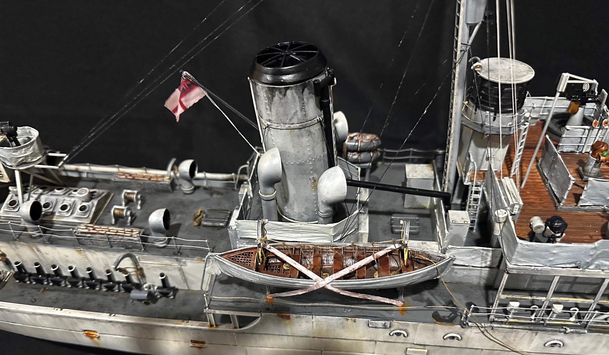 1/72 Scale, Corvette, Flower Class Corevette, Hmcs Chilliwack Whaler Funnel, Model Ship, Painted, Weathered, World War Two, Ww 2
