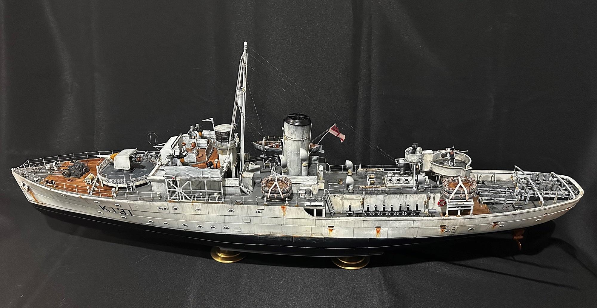 1/72 Scale, Corvette, Flower Class Corevette, Hmcs Chilliwack Port View 1944, Model Ship, Painted, Weathered, World War Two, Ww 2