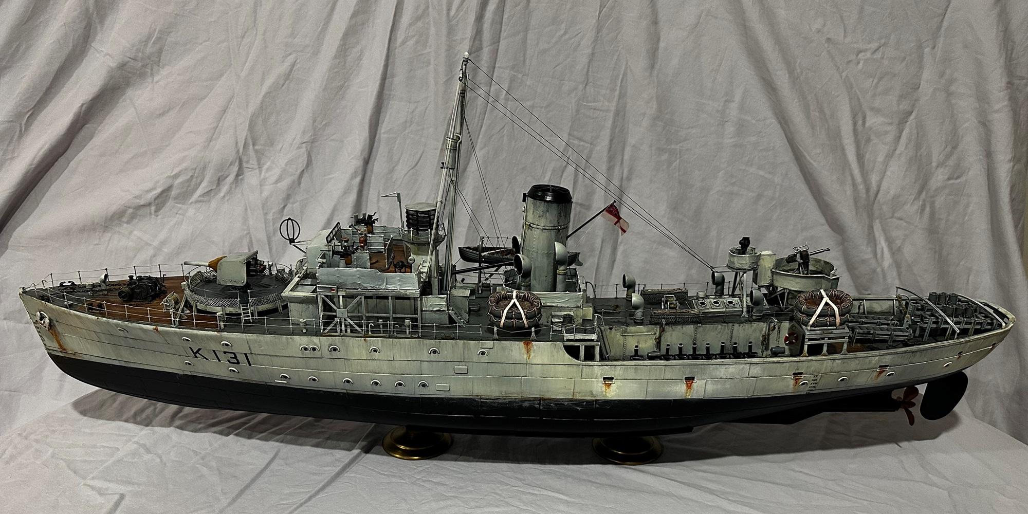 1/72 Scale, Corvette, Flower Class Corevette, Hmcs Chilliwack 44 Weathering, Hmcs Chilliwack Port View 1944, Model Ship, Painted, Weathered, World War Two, Ww 2