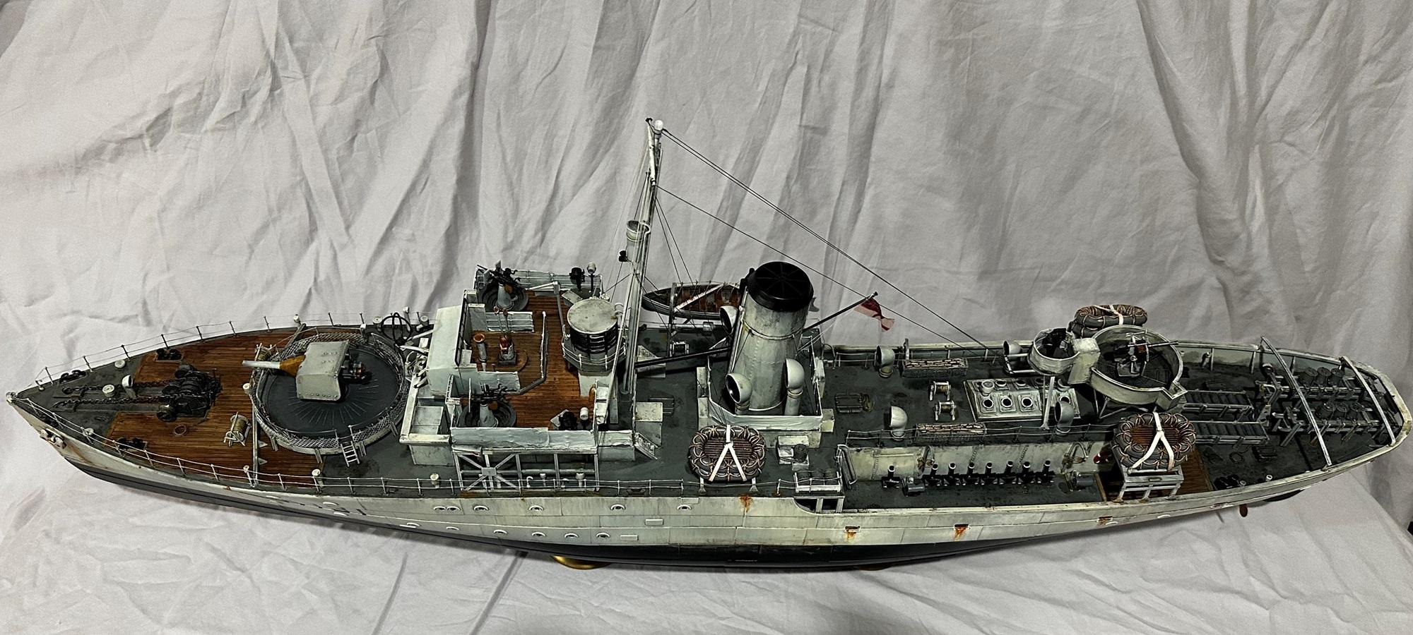 1/72 Scale, Corvette, Flower Class Corevette, Hmcs Chilliwack 44 Weathering, Hmcs Chilliwack Port View 1944, Model Ship, Painted, Weathered, World War Two, Ww 2
