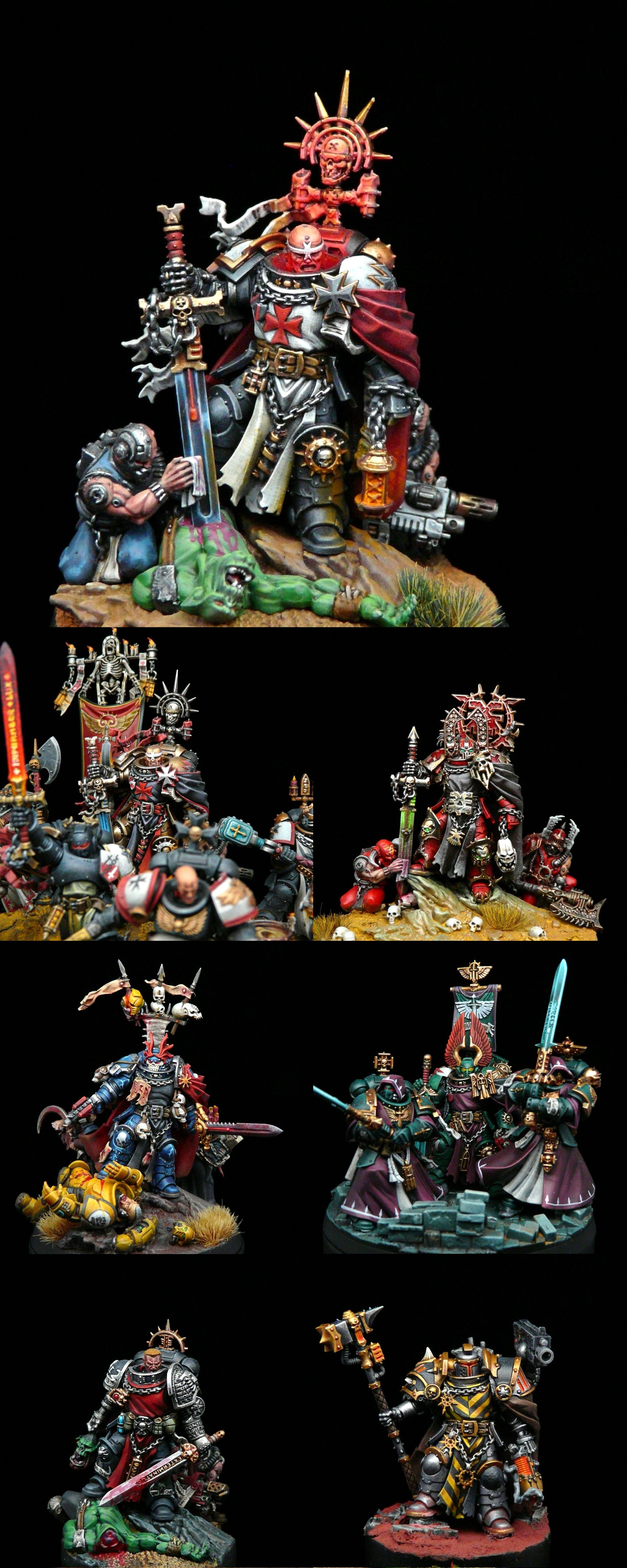 Adeptus Astartes, Black Templars, Chaos Space Marines, Dark Angels, Deathwatch, Hereticus Astartes, Iron Warriors, Kitbash, Night Lords, Space Marines, World Eaters