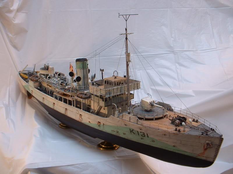 Canadian, Convoy Escort, Flower Class Corvette, Funnel, Mast, Painted, Rigging, Warship, Weathered, World War 2, World War Two