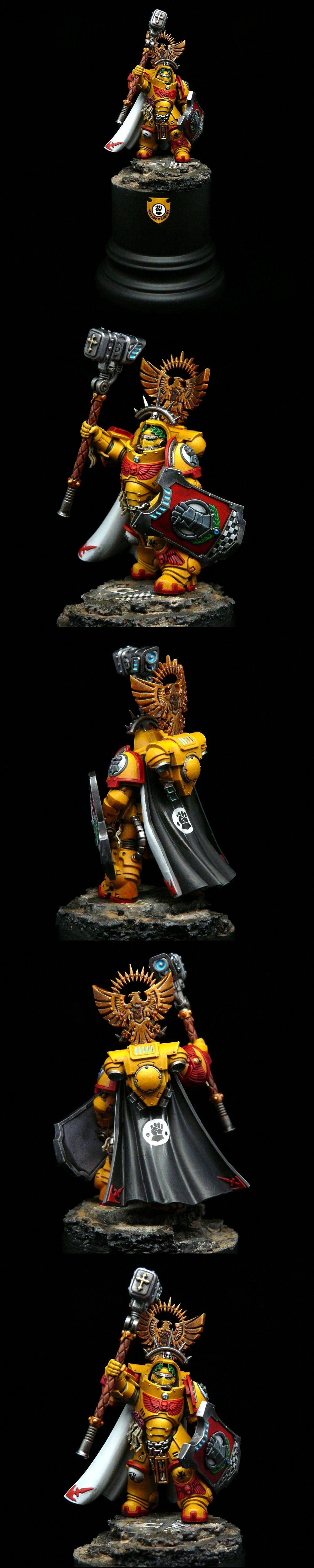 Adeptus Astartes, Gravis Armor, Imperial Fists, Primaris, Space Marines, Storm Shield, Thunder Hammer