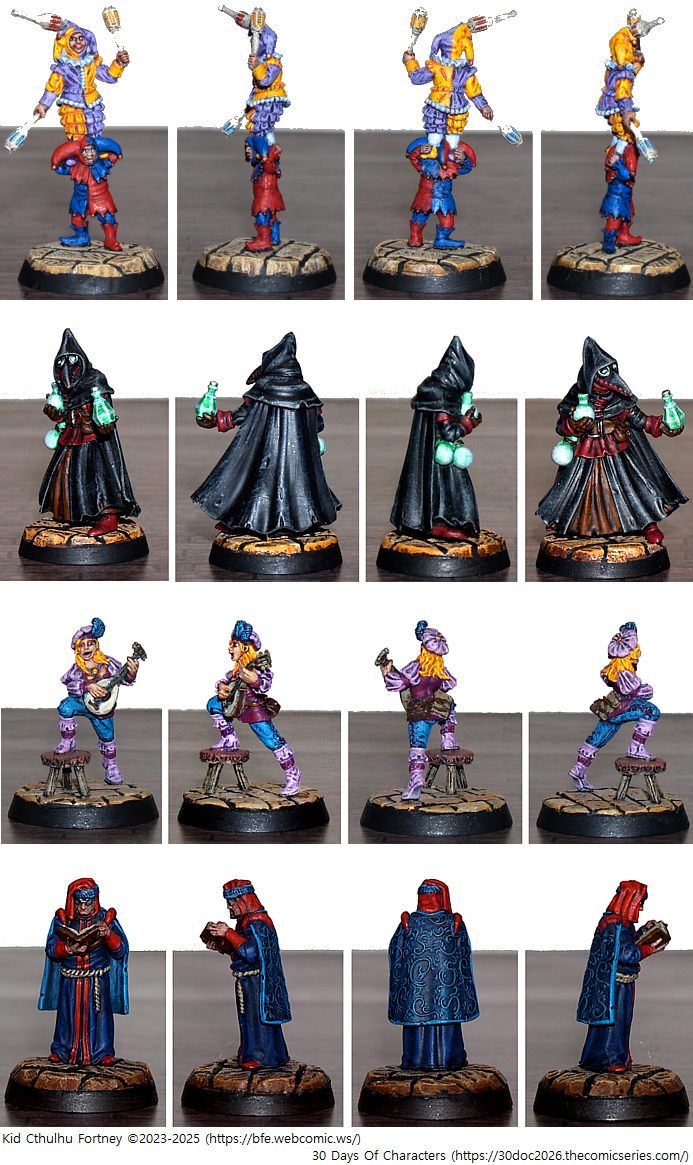 Bad Squiddo, Bfe, Dunkeldorf., Jester, Minstral, Oubliette, Plauge Doctor, Reaper, Sage